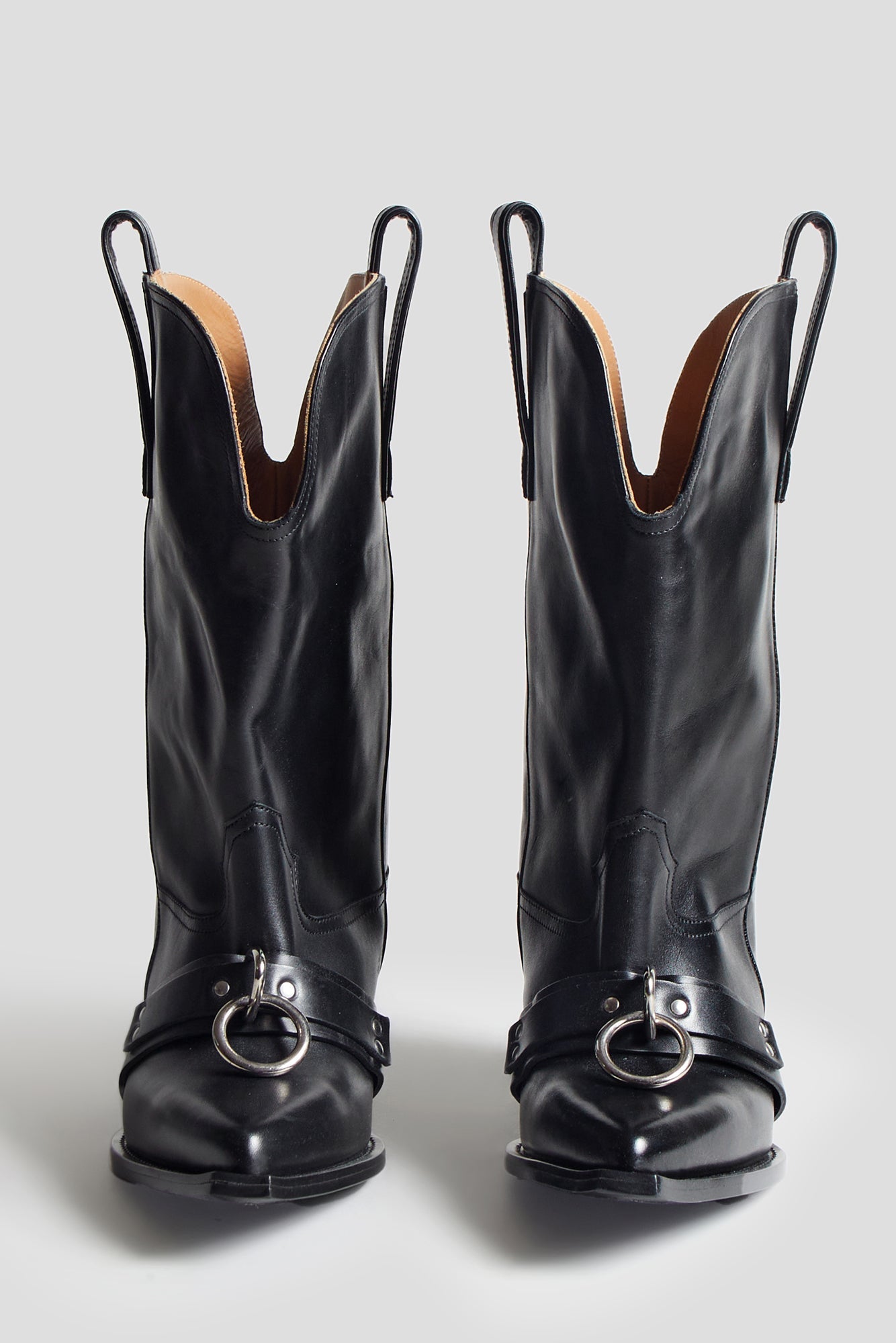 RINGED LOW RIDER COWBOY BOOT - BLACK