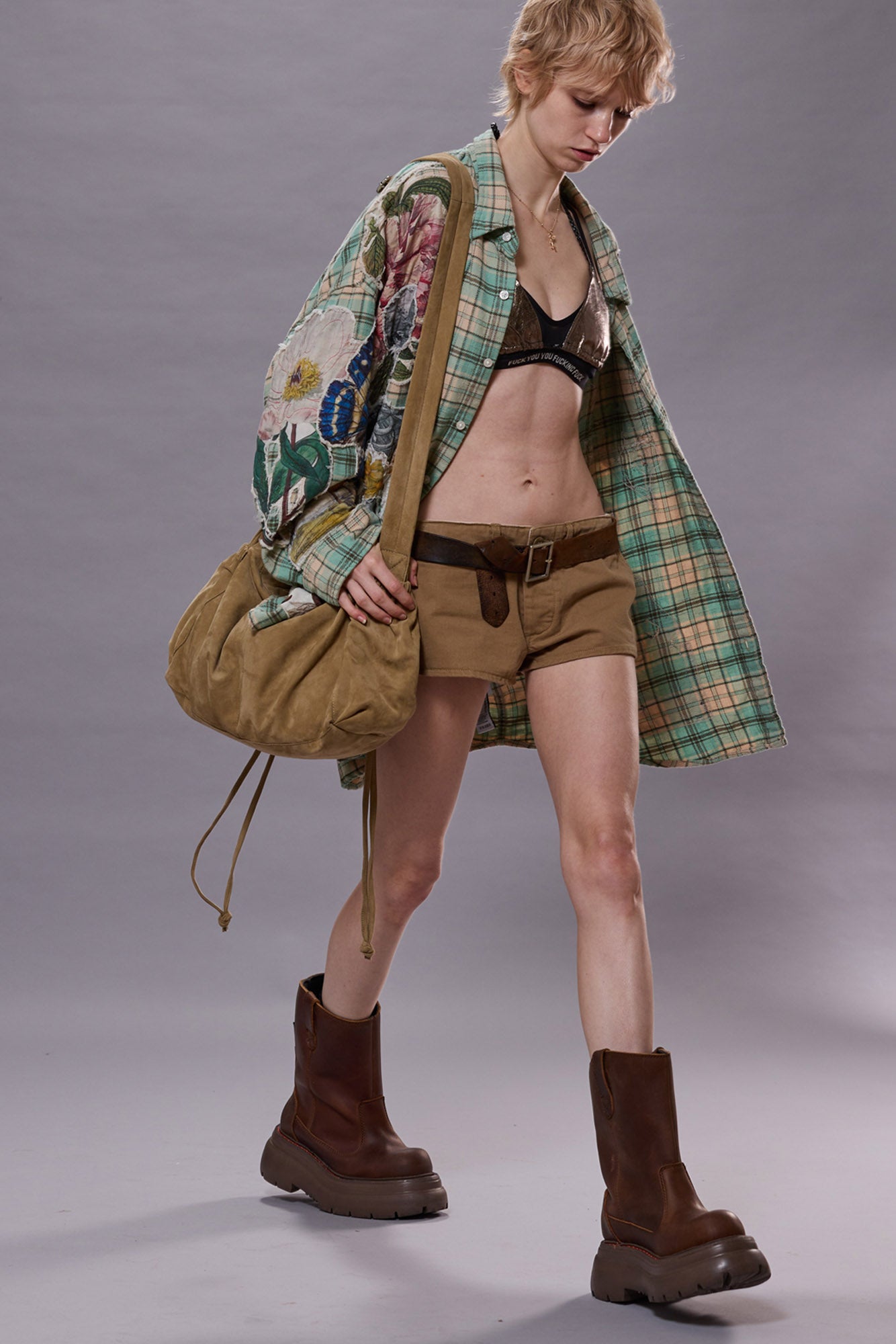 MICRO CHINO SHORT - KHAKI SLUBBY TWILL