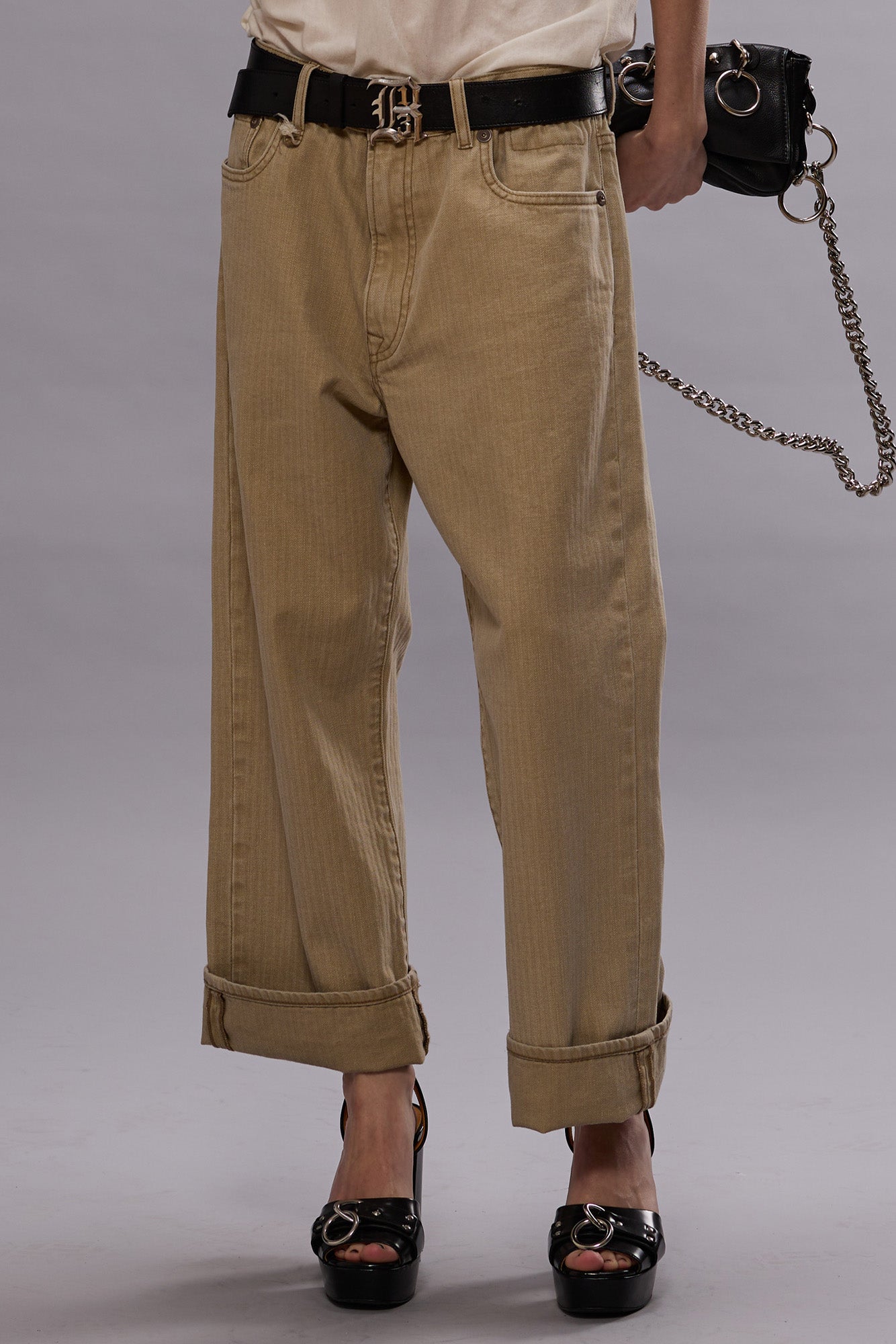 X-BOYFRIEND JEAN - KHAKI HERRINGBONE TWILL