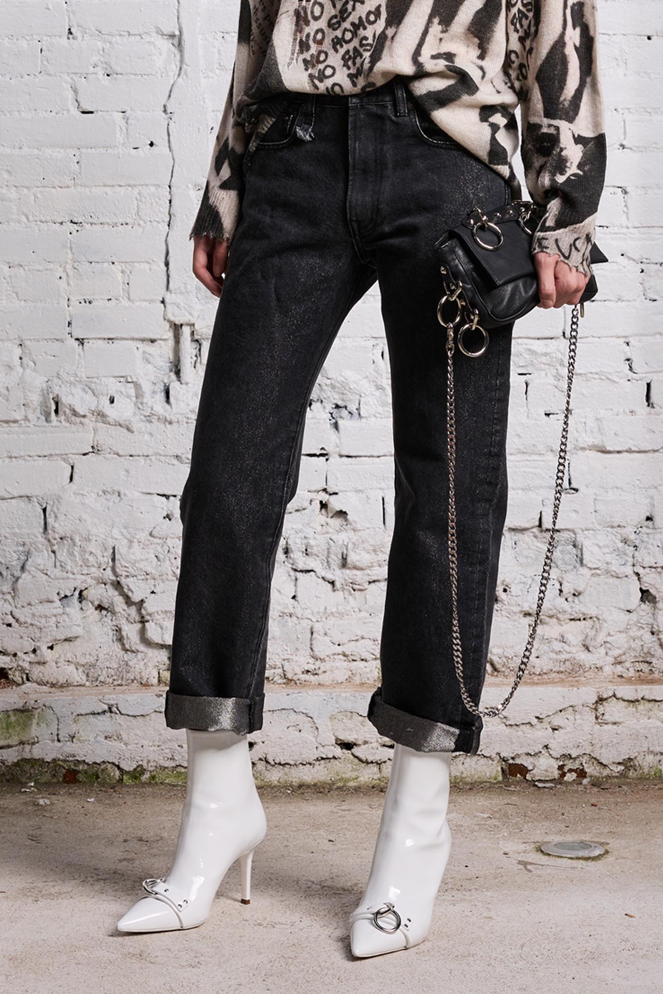 BOYFRIEND JEAN - METALLIC BLACK