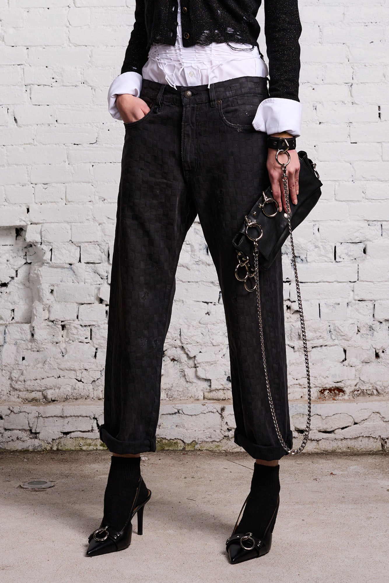BOYFRIEND JEAN - SHADOW CHECKERBOARD