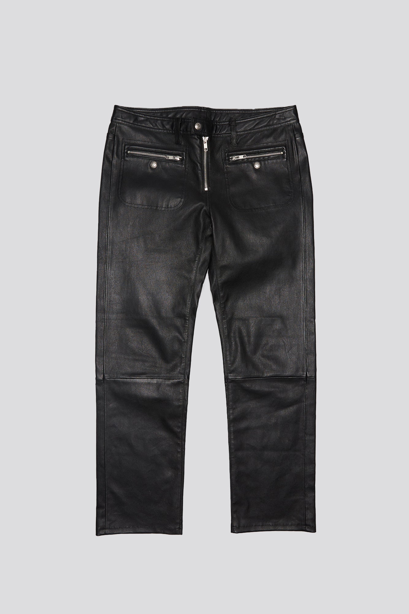 LEATHER BOY STRAIGHT WITH ZIPPERED POCKETS - BLACK