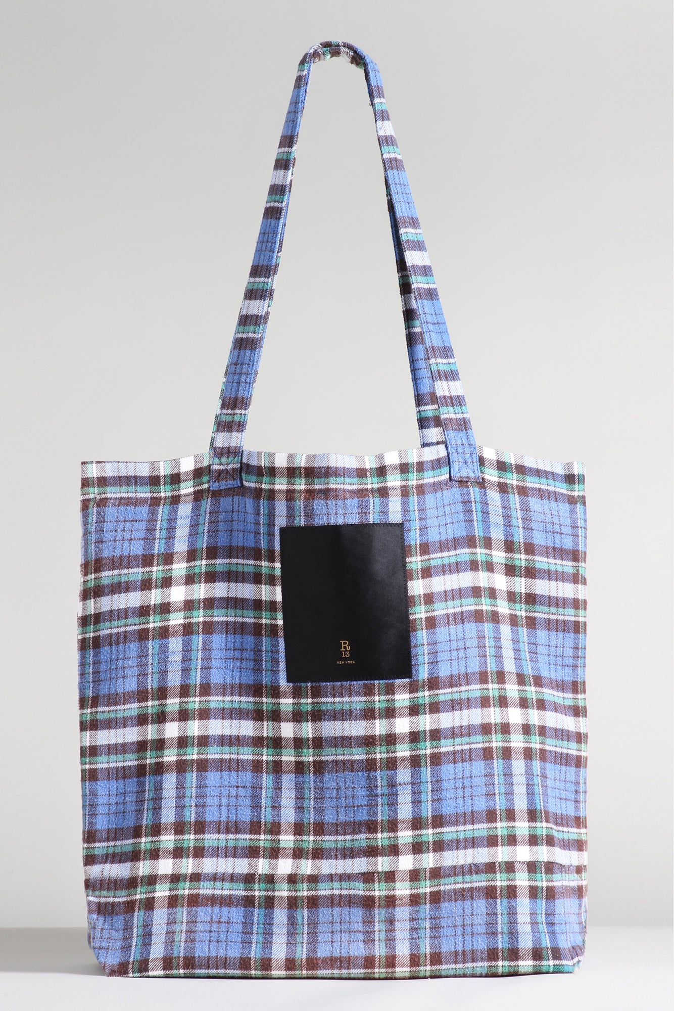 MEDIUM TOTE BAG - BLUE/GREEN PLAID