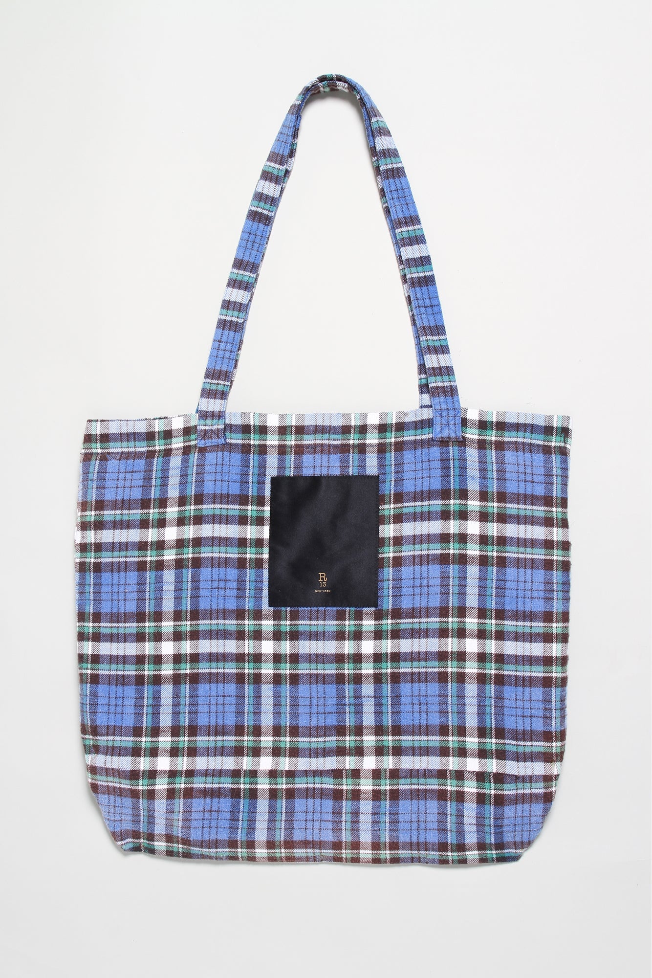 MEDIUM TOTE BAG - BLUE/GREEN PLAID