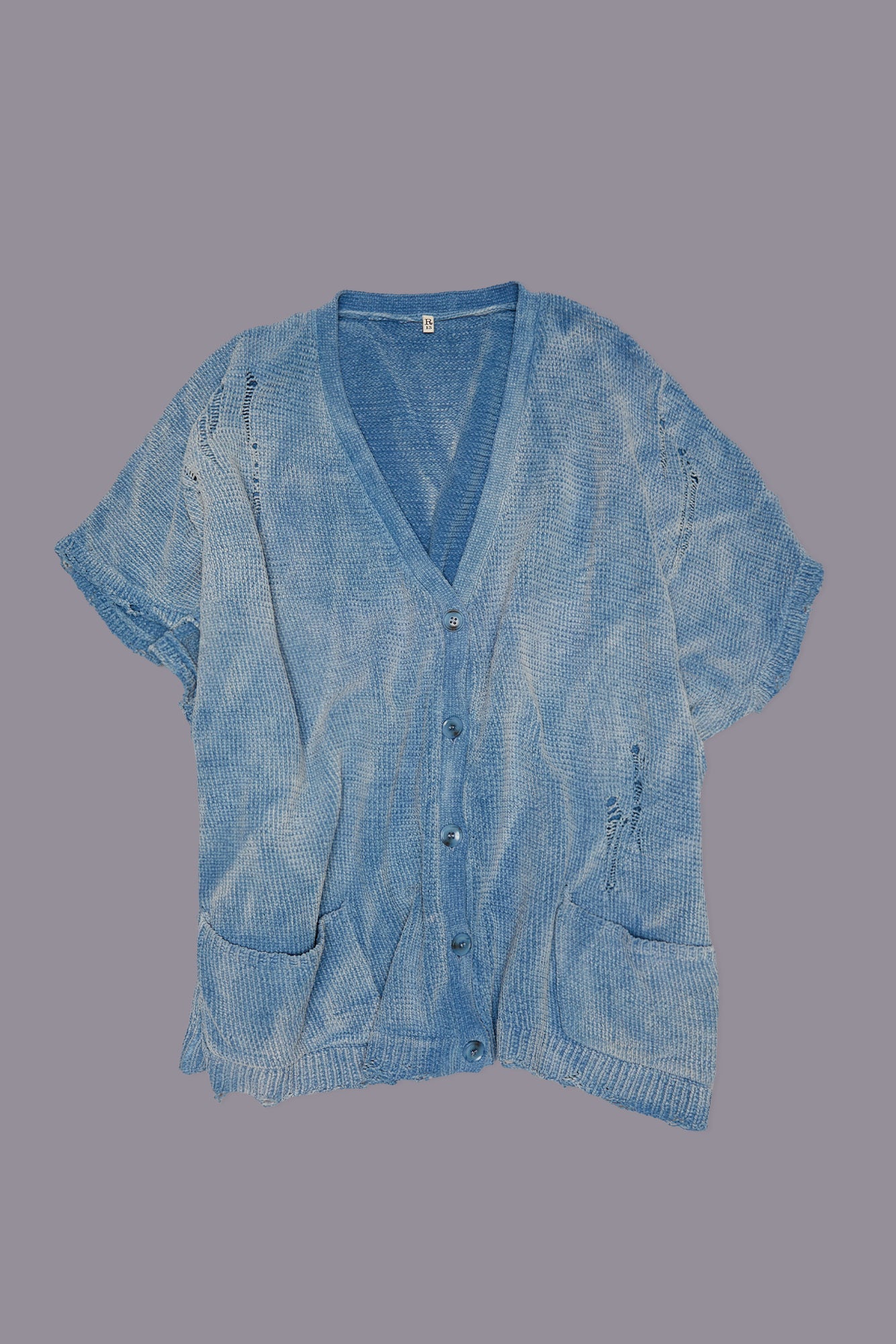 SLEEVELESS BOXY CARDIGAN DRESS - LIGHT BLUE