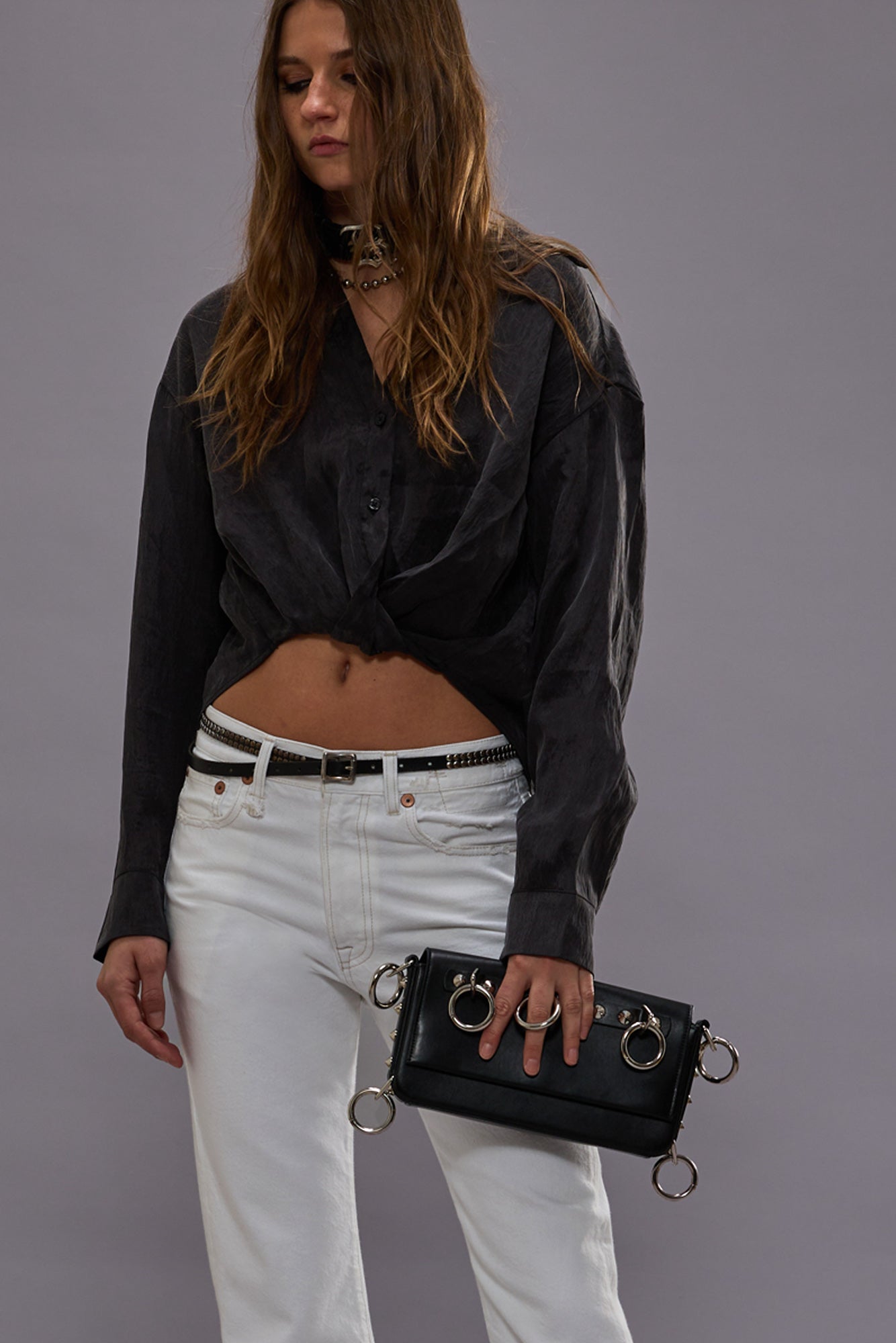 TWISTED FRONT SHIRT - BLACK