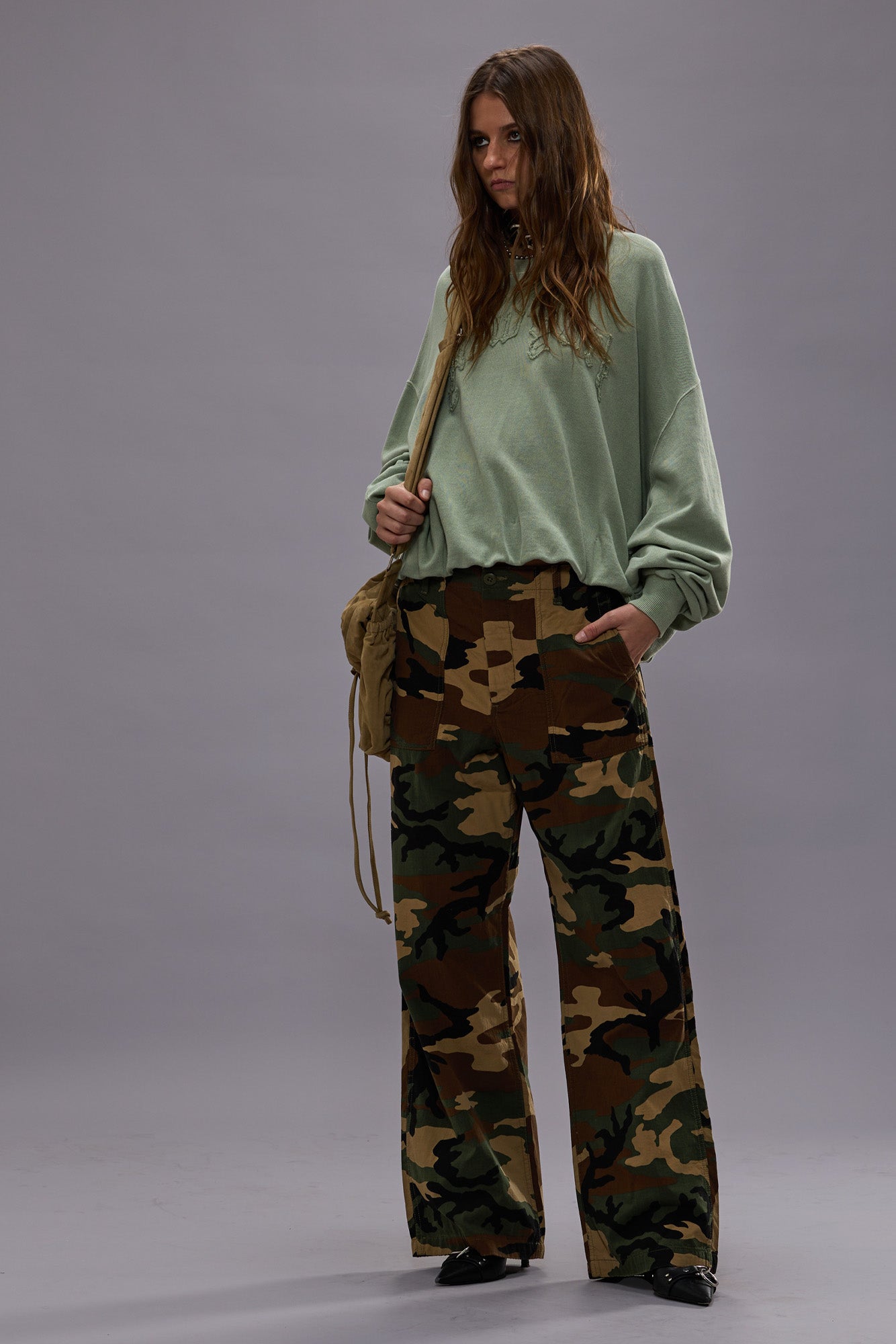 WIDE LEG UTILITY PANT - CAMO