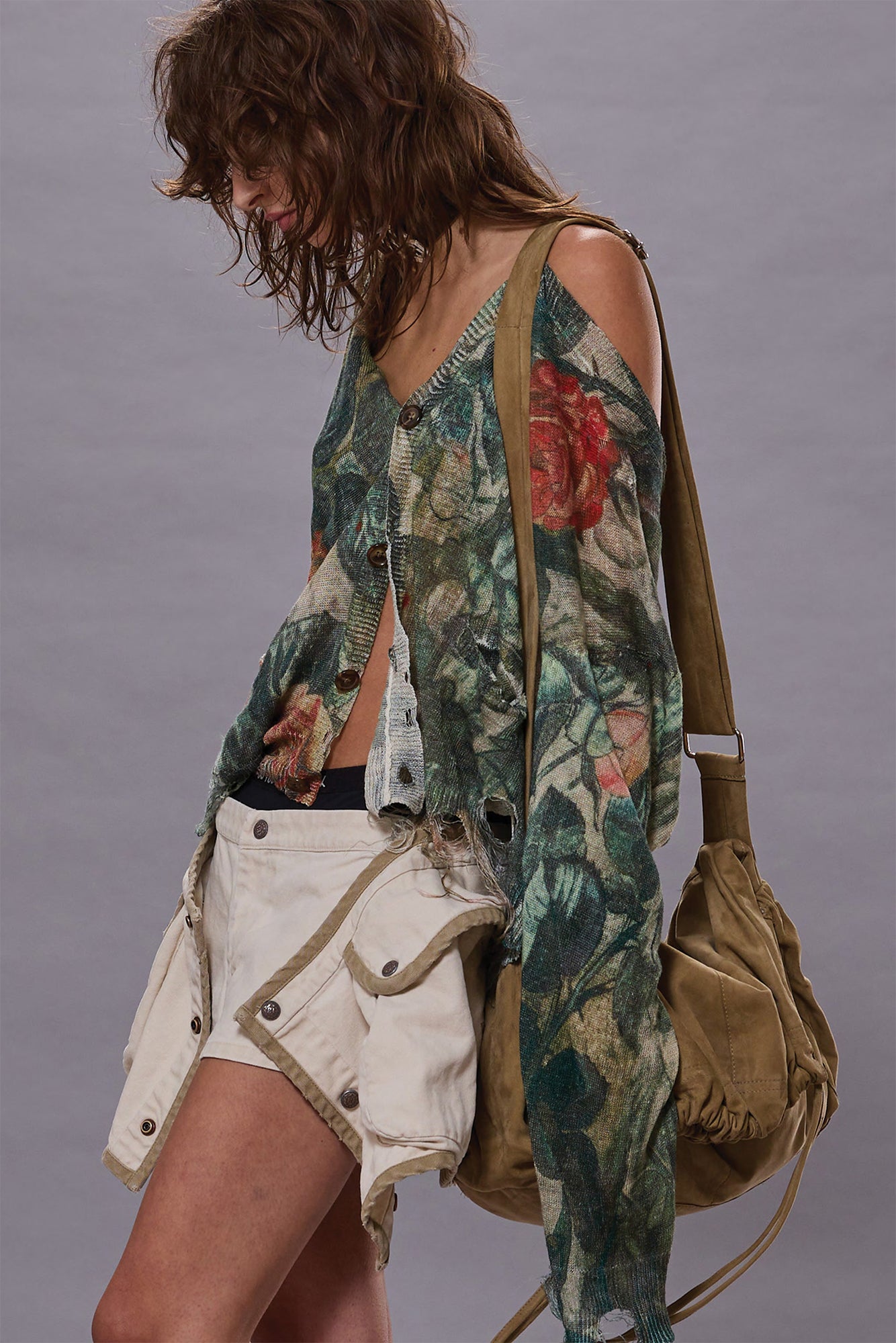 BOYFRIEND CARDIGAN - CAMO ROSE