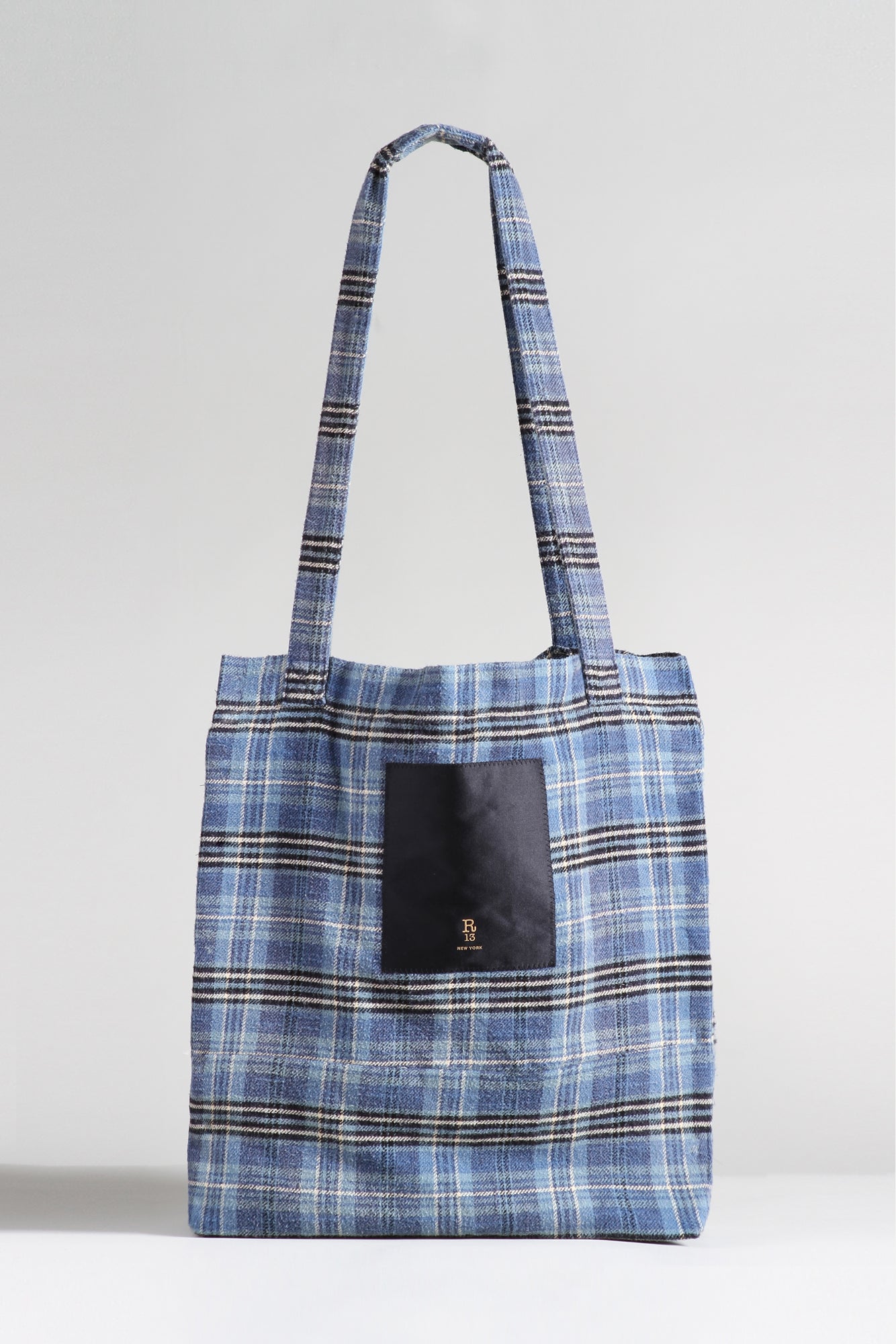 MEDIUM TOTE BAG - BLUE PLAID