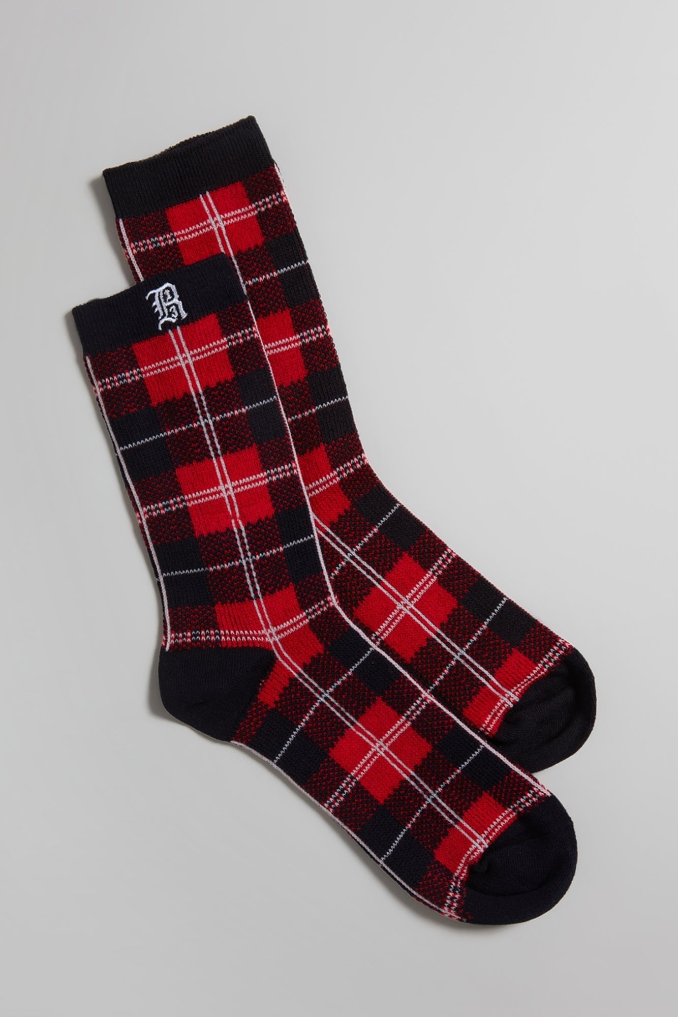 R13 PLAID SOCKS - RED/BLACK