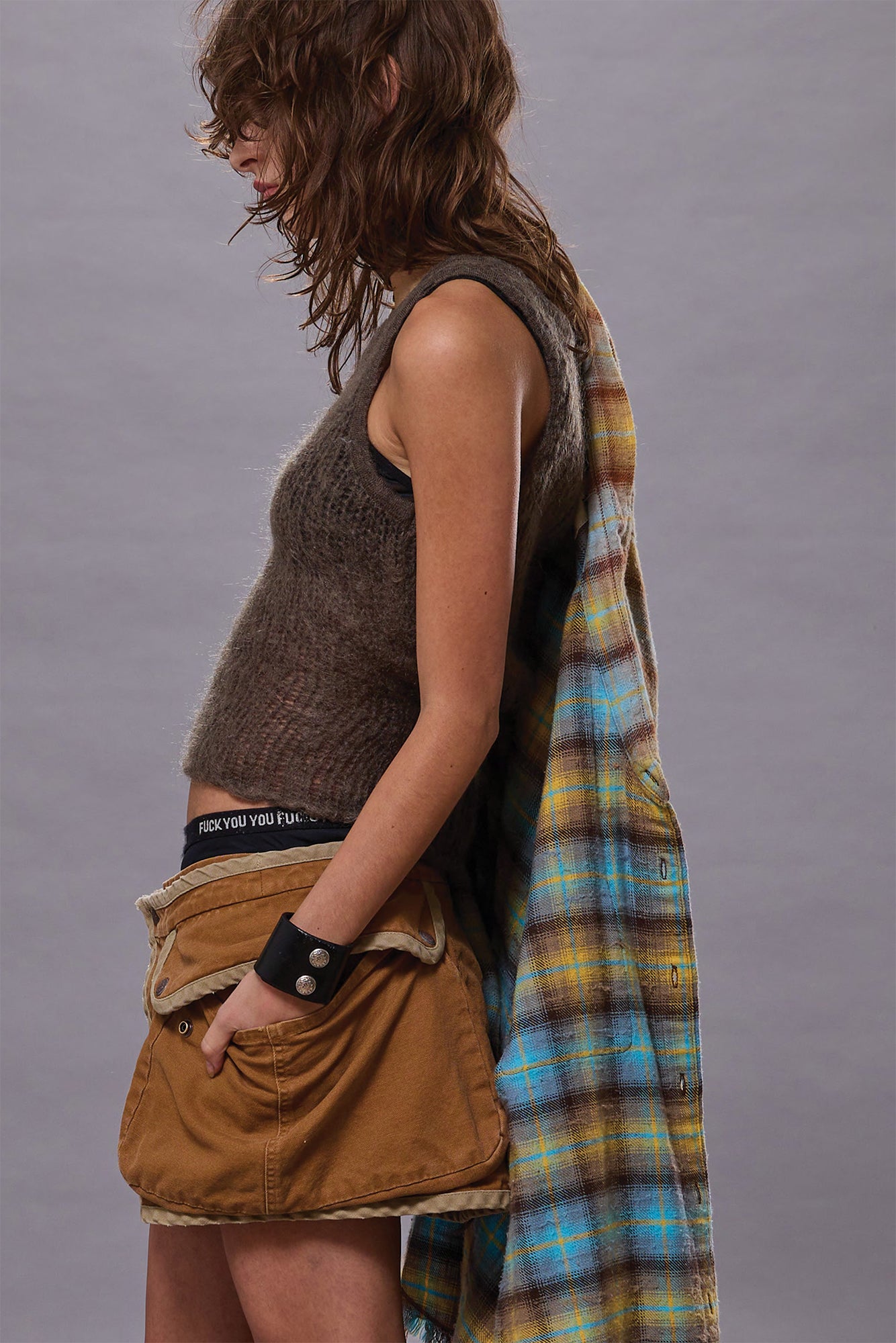 SWEATER TANK - OLIVE BROWN MOHAIR