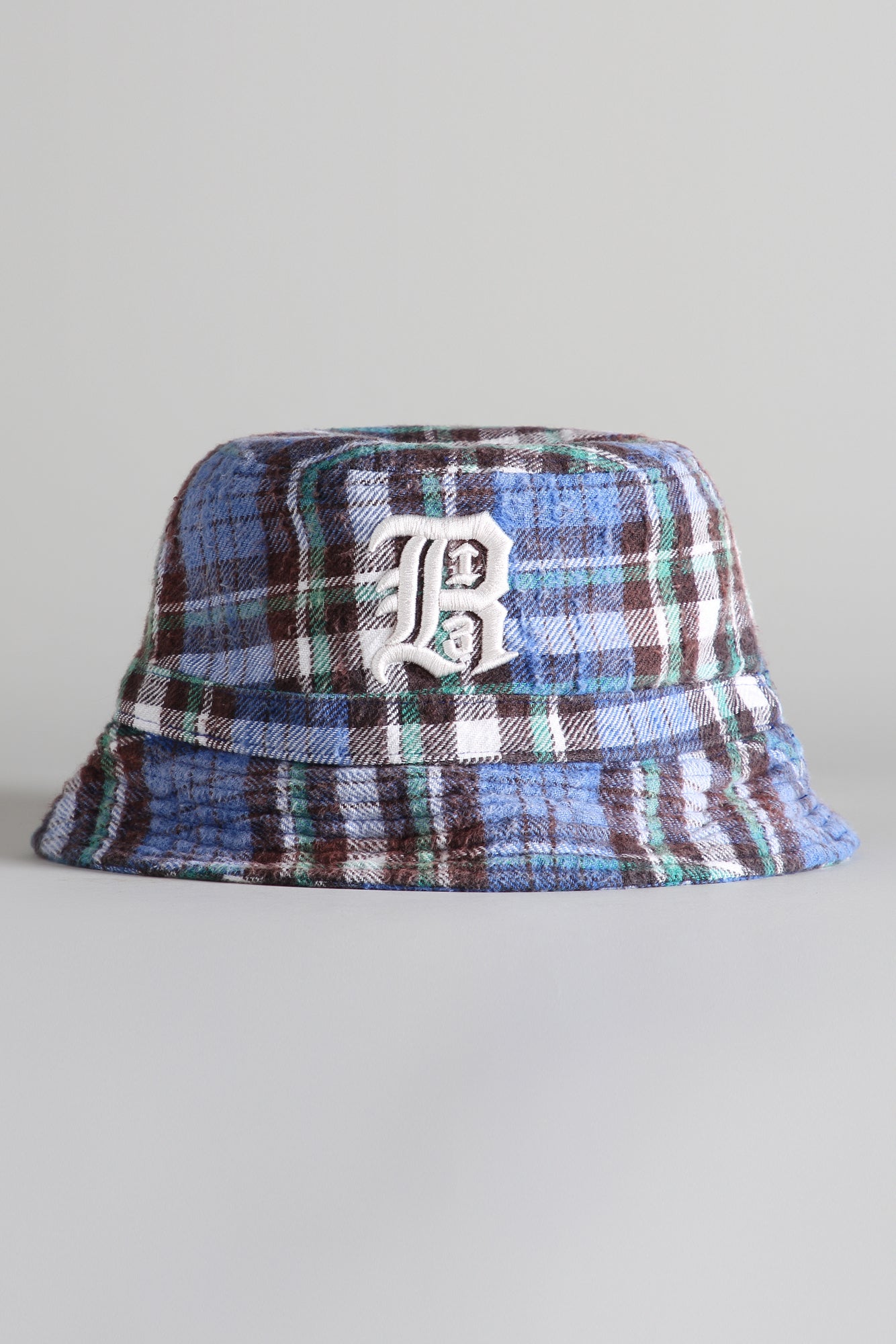 LAYERED BUCKET HAT - BLUE/GREEN PLAID