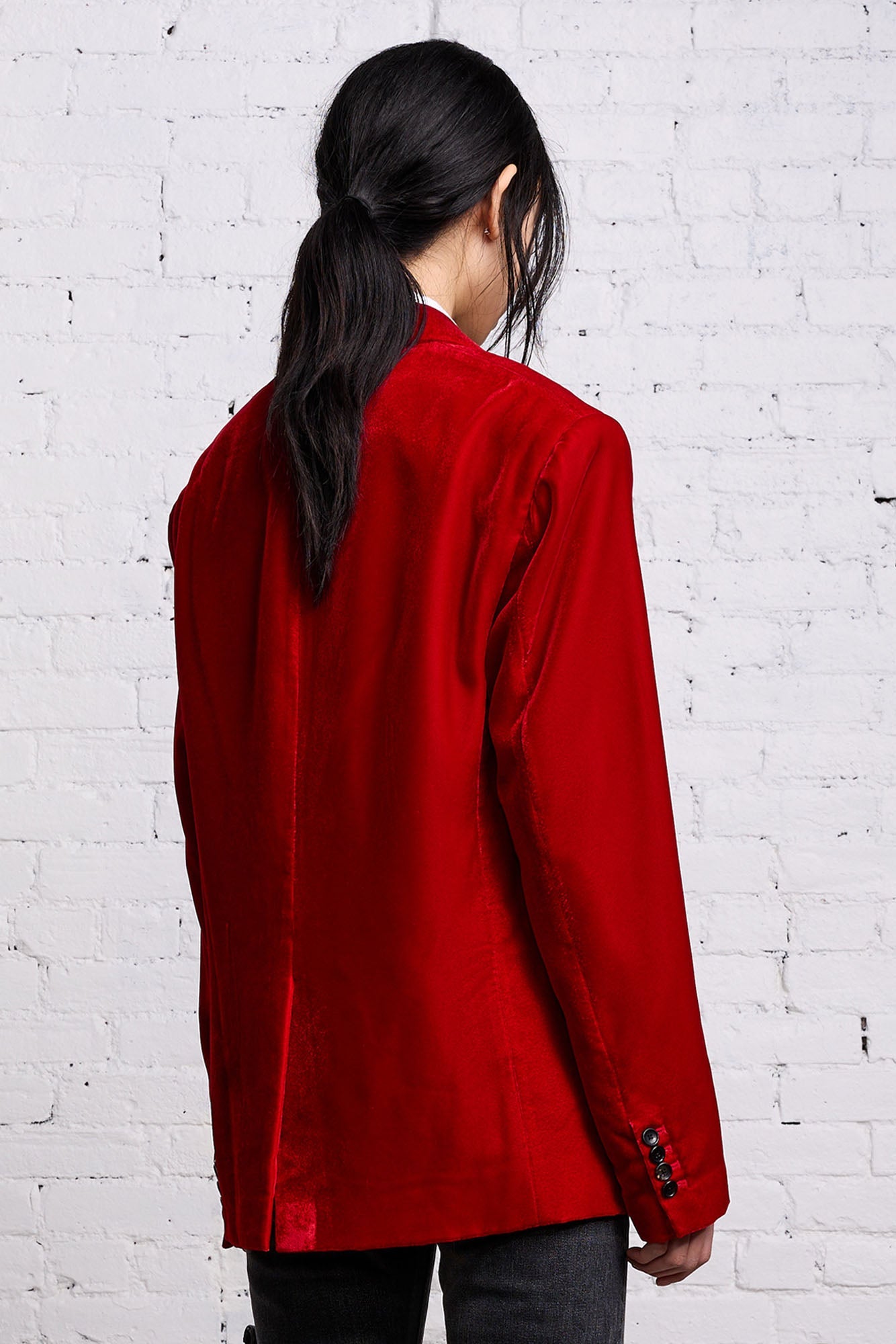 OVERSIZED RAGGED BLAZER - RED VELVET