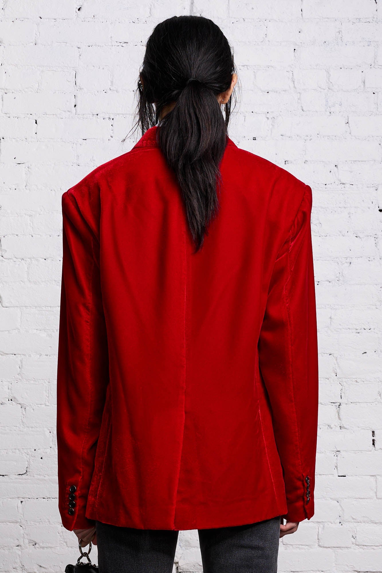 OVERSIZED RAGGED BLAZER - RED VELVET
