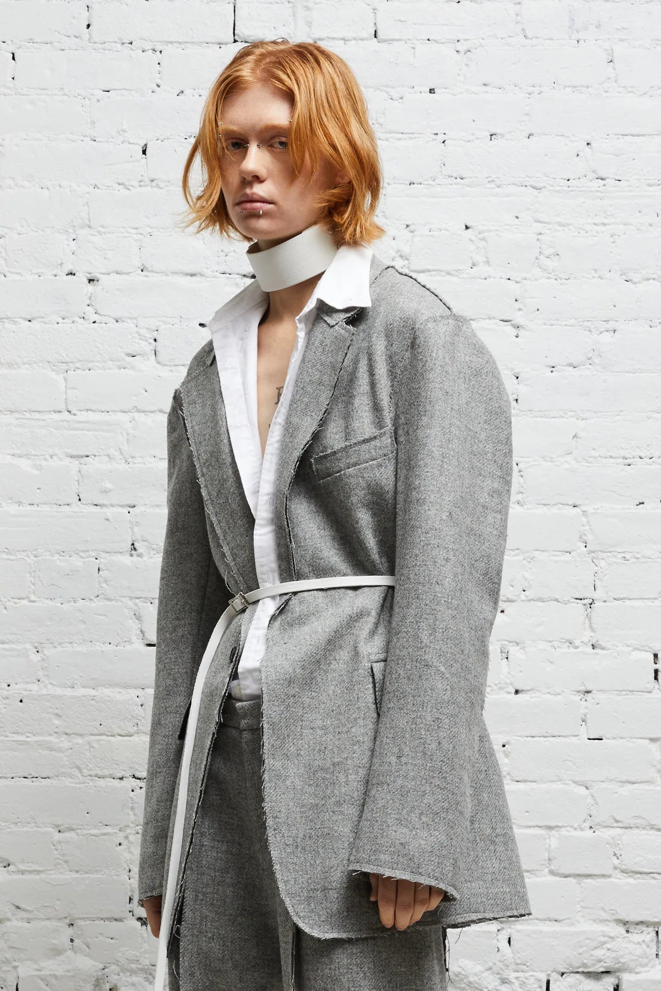 RAW CUT BLAZER - LIGHT HEATHER GREY