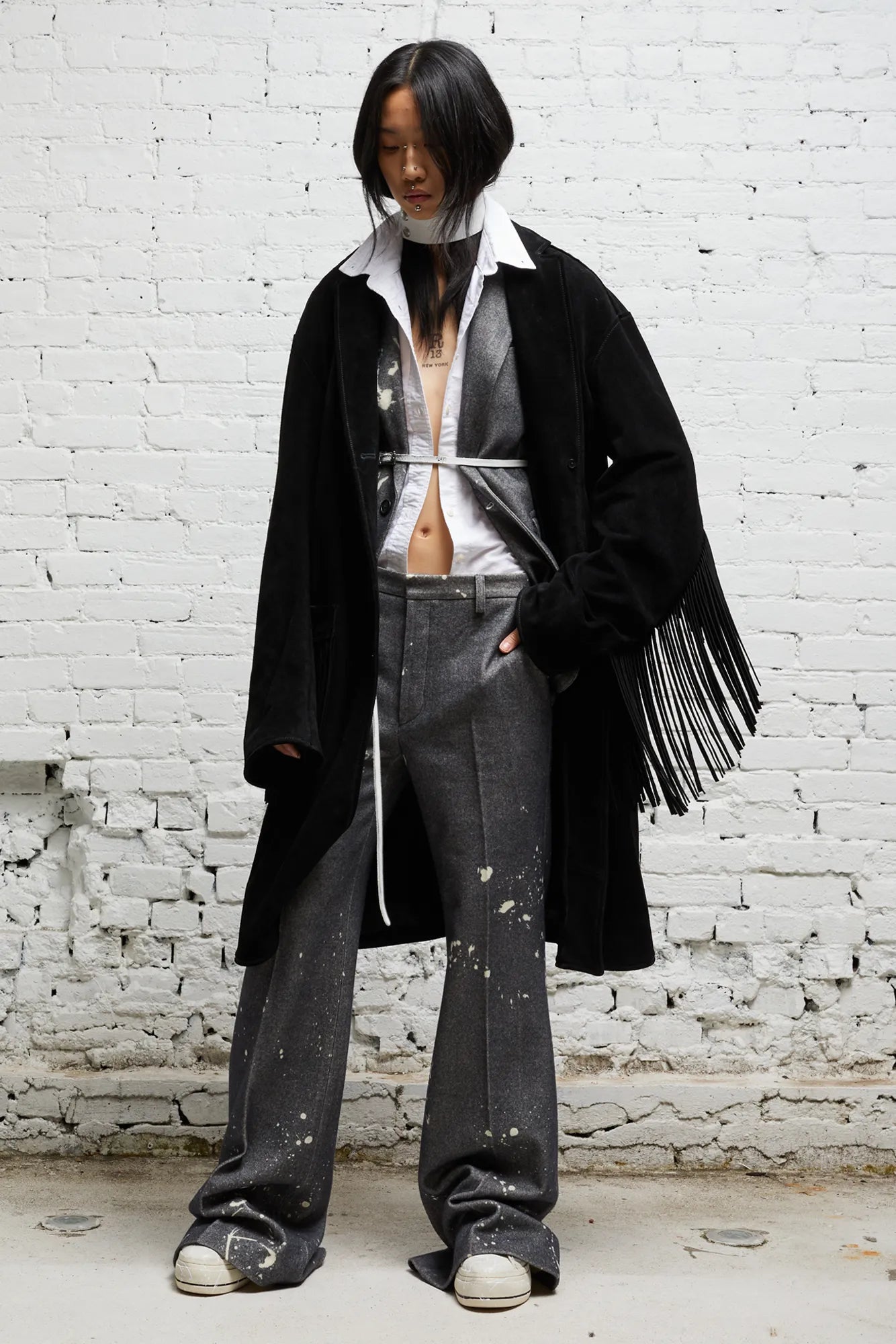 FRINGE LEATHER JACKET - BLACK SUEDE