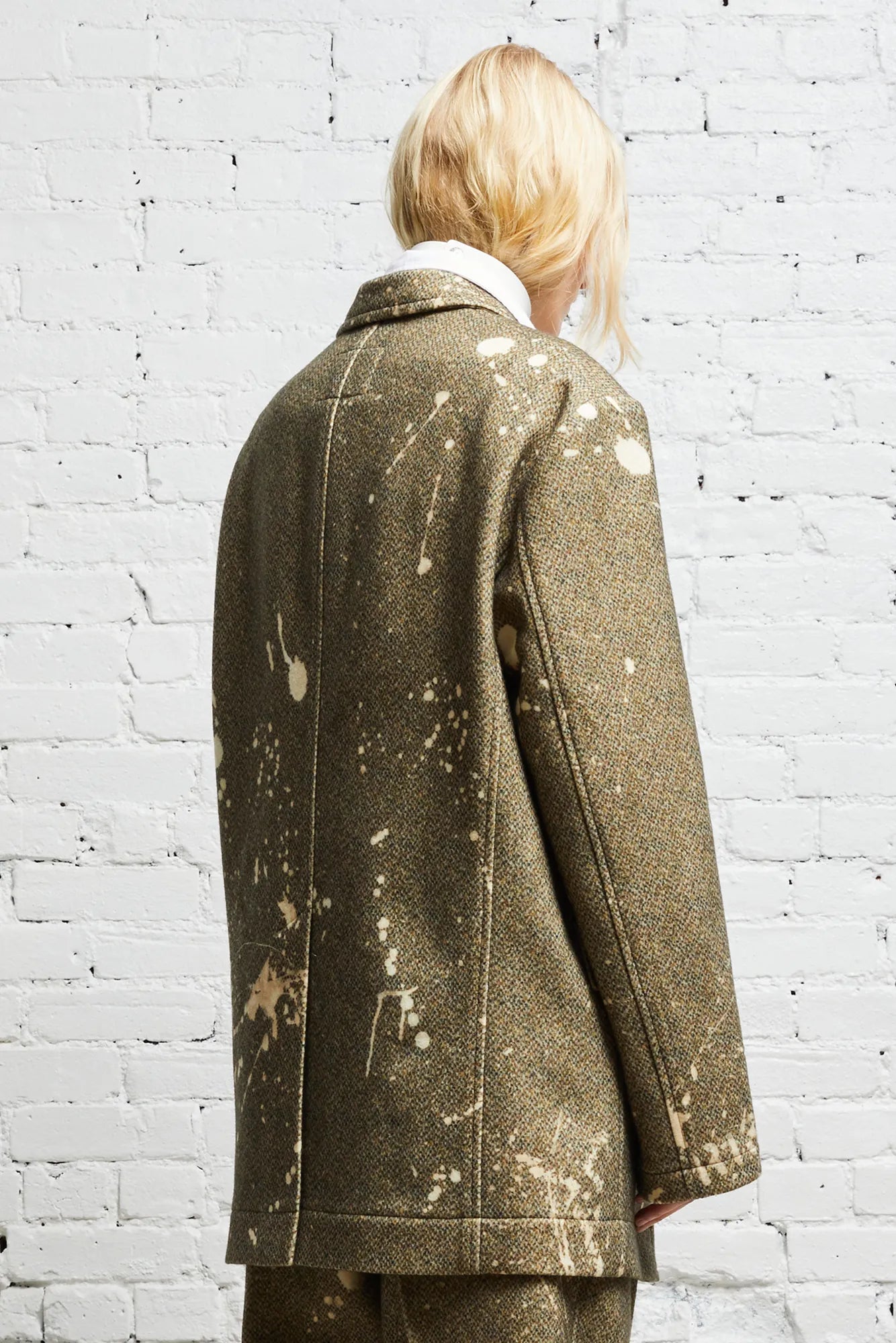 OVERSIZED RAGGED BLAZER - TWEED PAINT SPLATTER