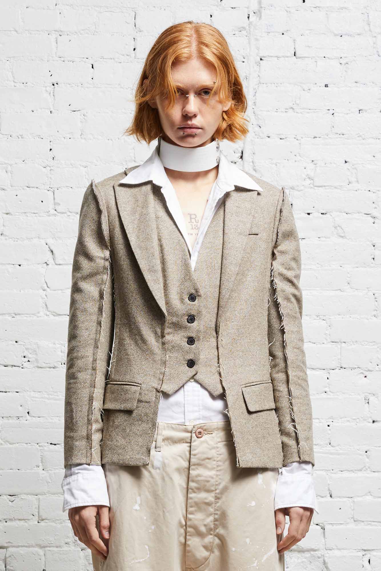 FLAT SLEEVE BLAZER - OATMEAL
