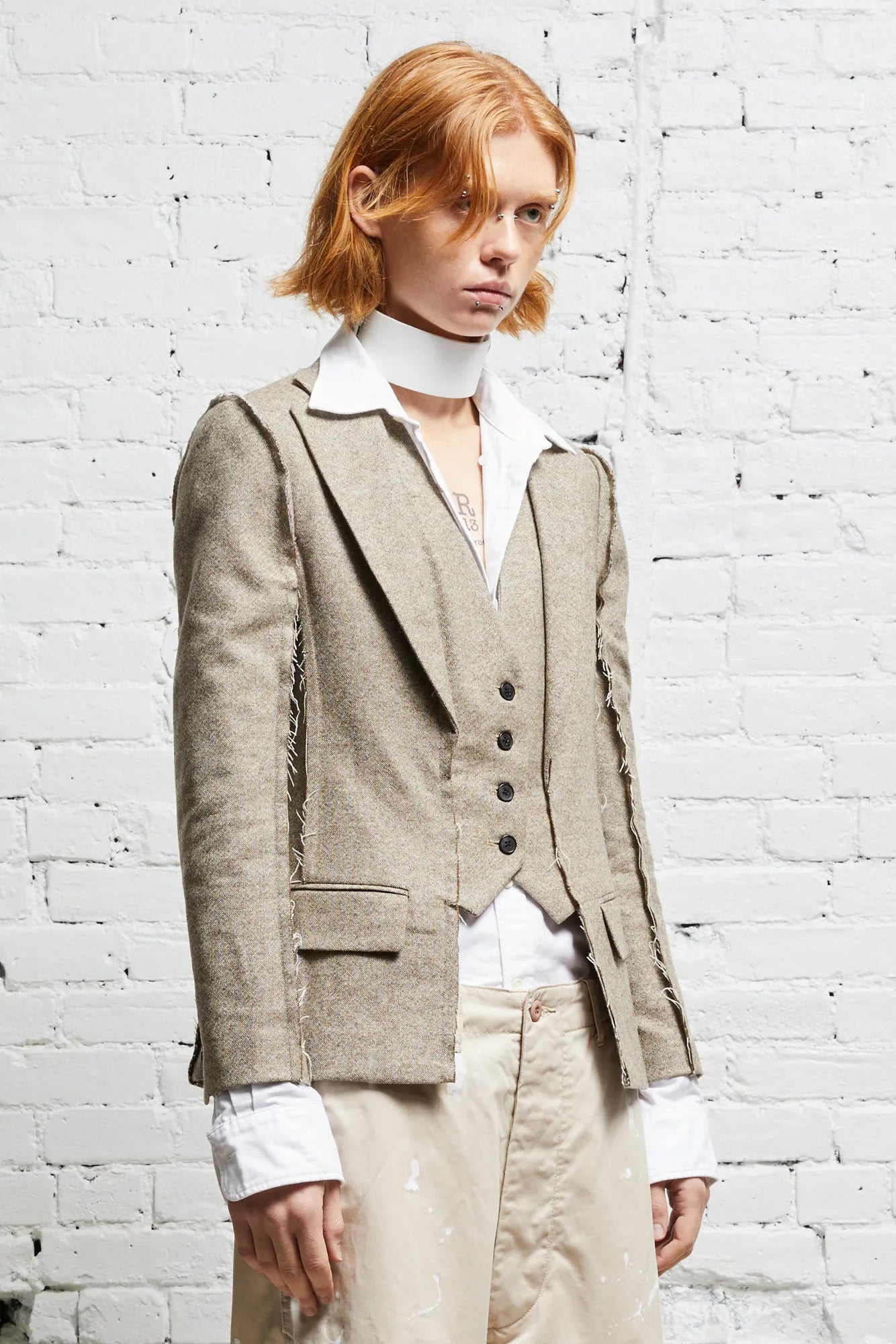 FLAT SLEEVE BLAZER - OATMEAL