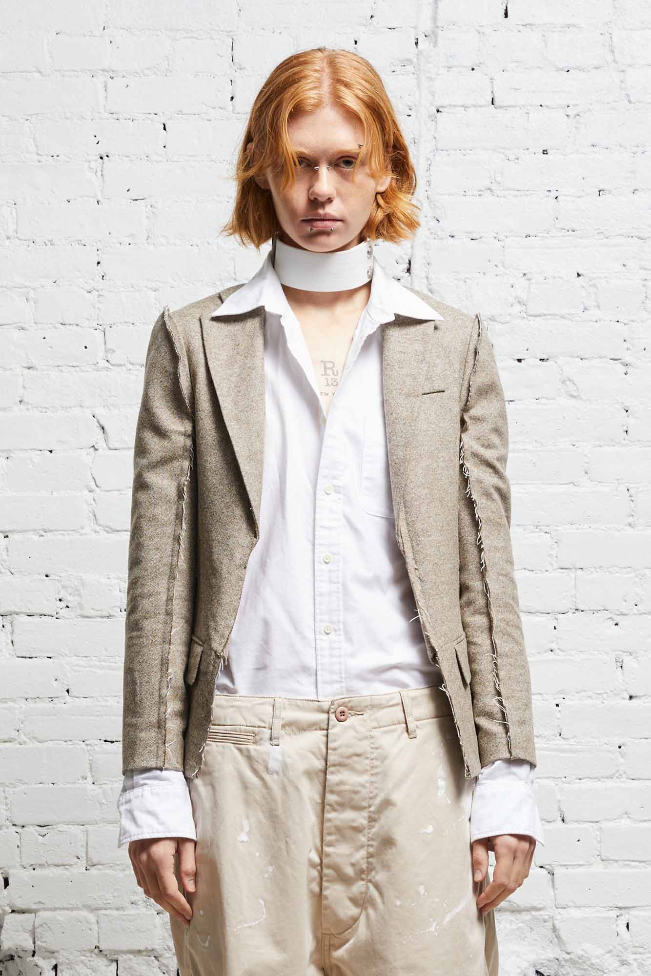 FLAT SLEEVE BLAZER - OATMEAL