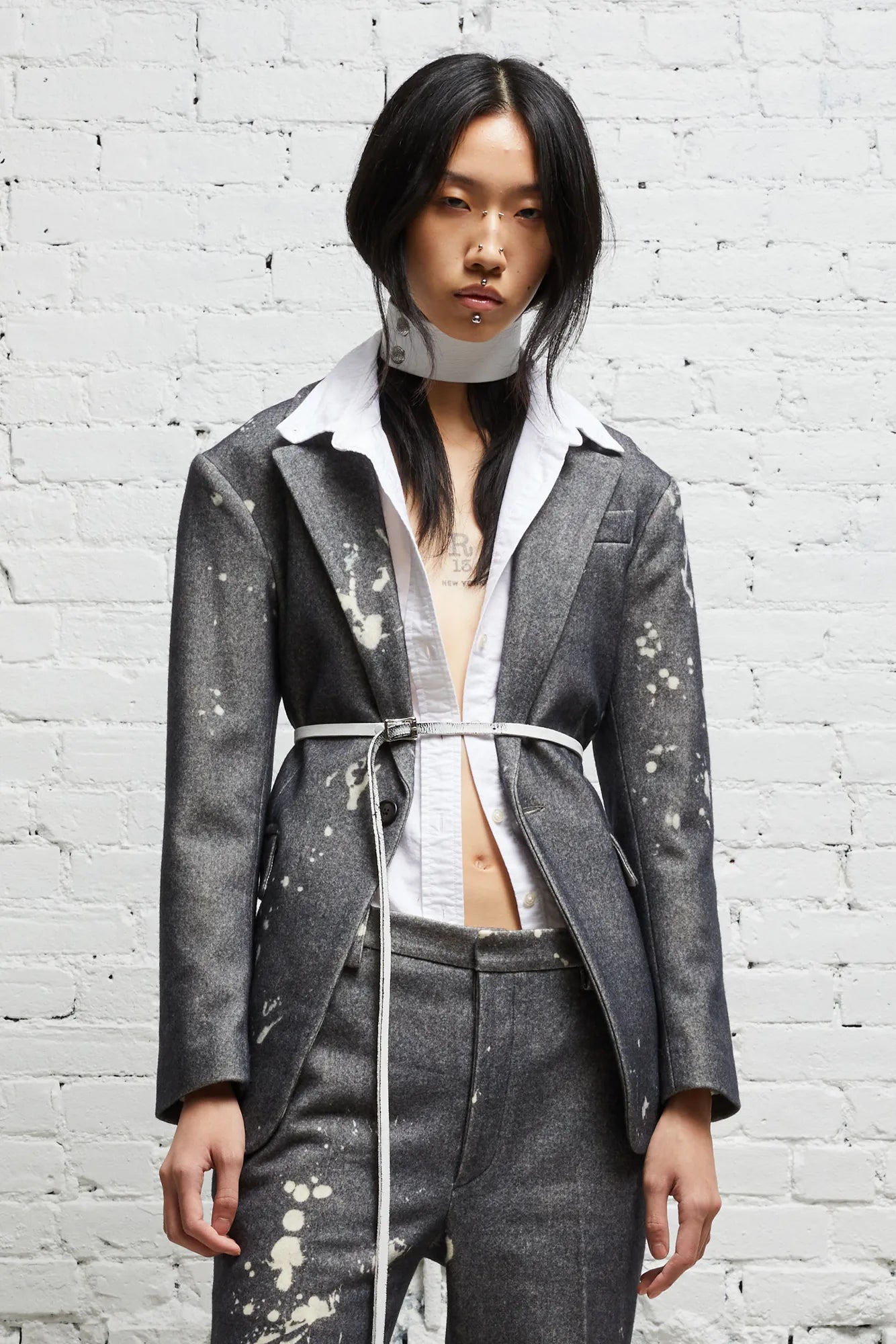 SHRUNKEN BLAZER - GREY PAINT SPLATTER