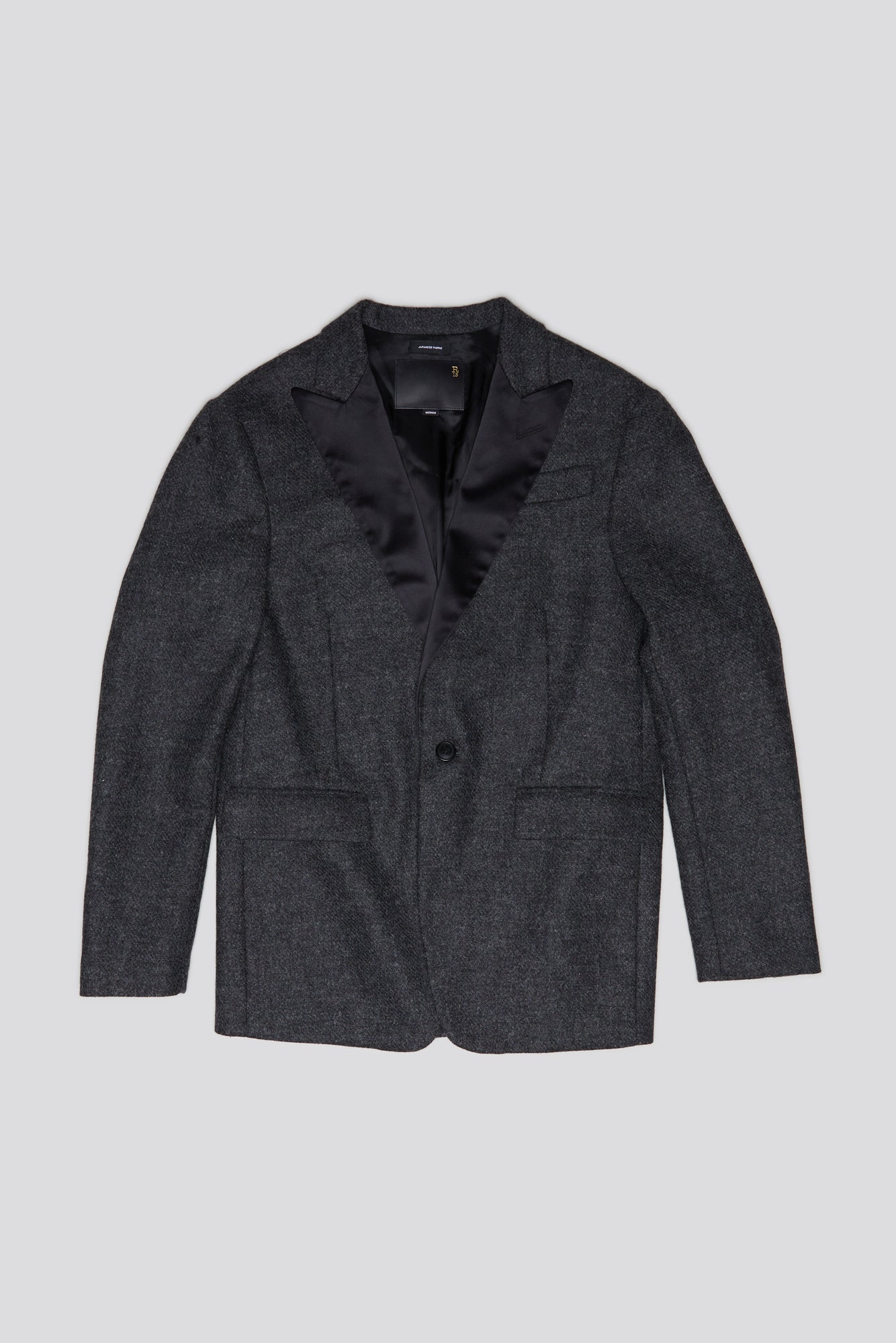 SHRUNKEN BLAZER - CHARCOAL AND SATIN