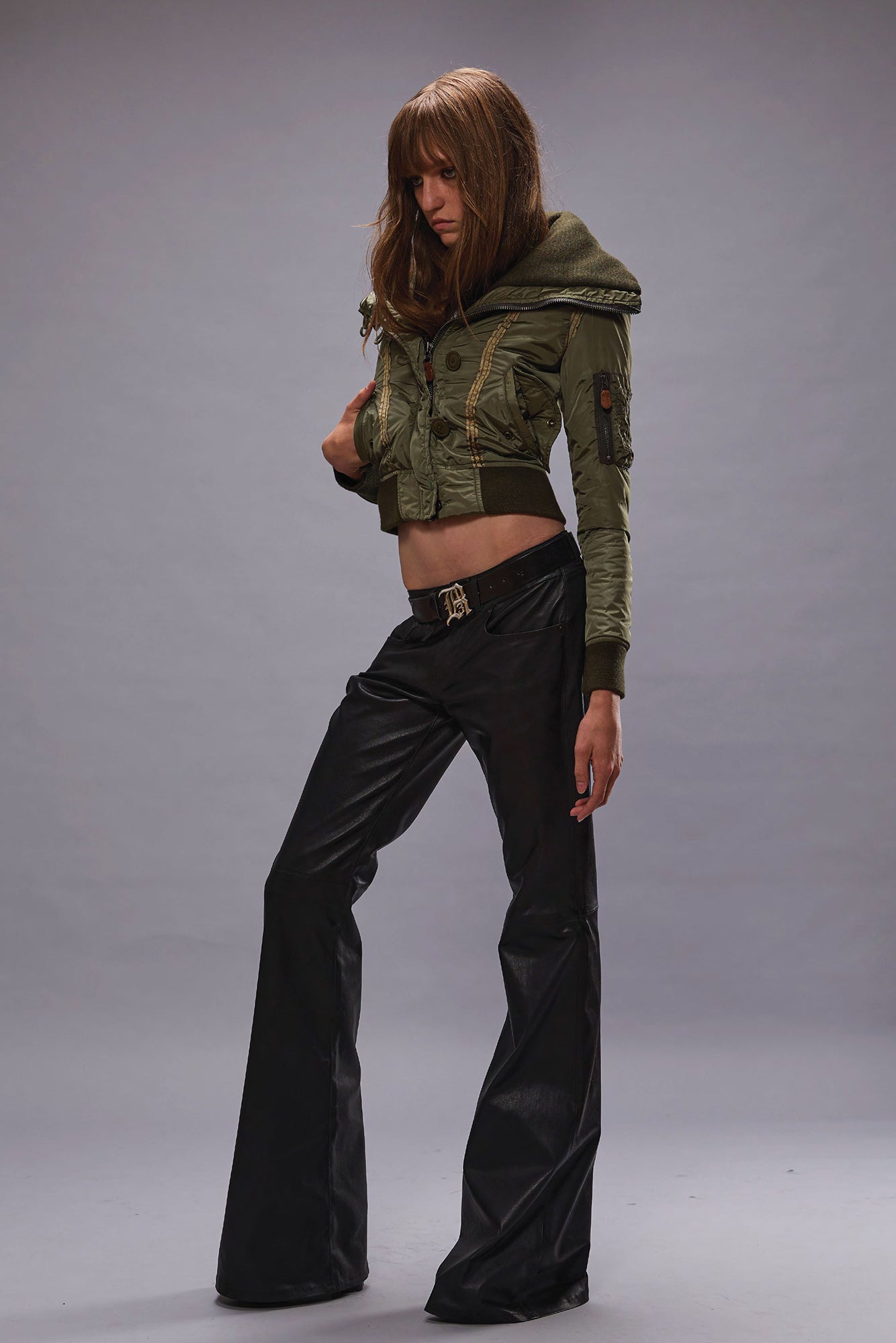BOY FLARE LEATHER PANT - BLACK