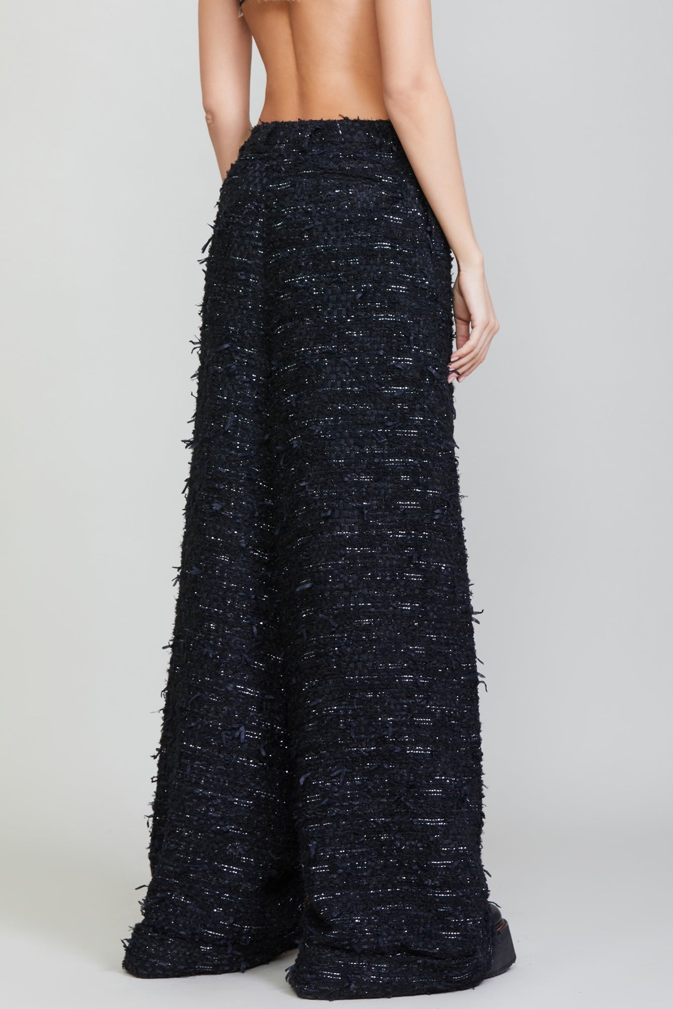 OVERSIZED SLOUCHY TROUSER - BLACK TWEED