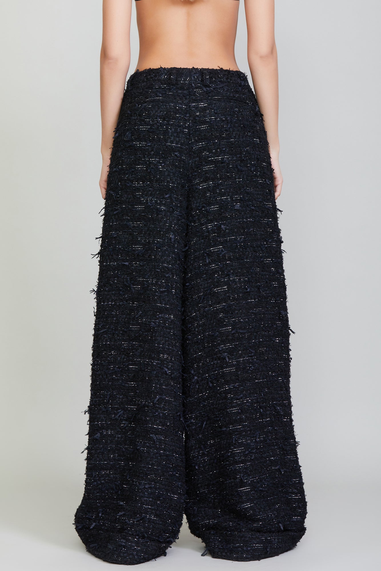 OVERSIZED SLOUCHY TROUSER - BLACK TWEED