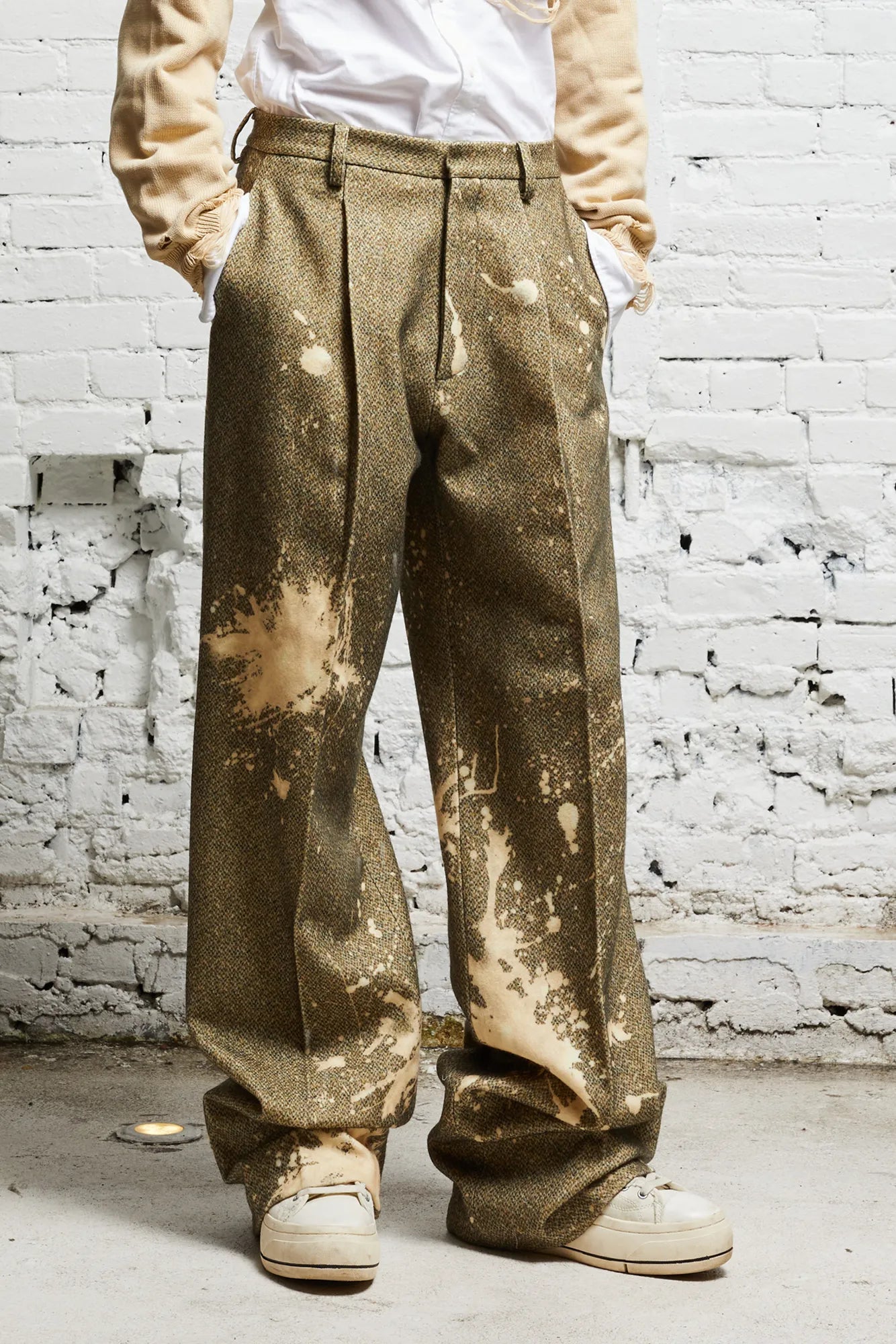 WIDE LEG TROUSER - TWEED PAINT SPLATTER