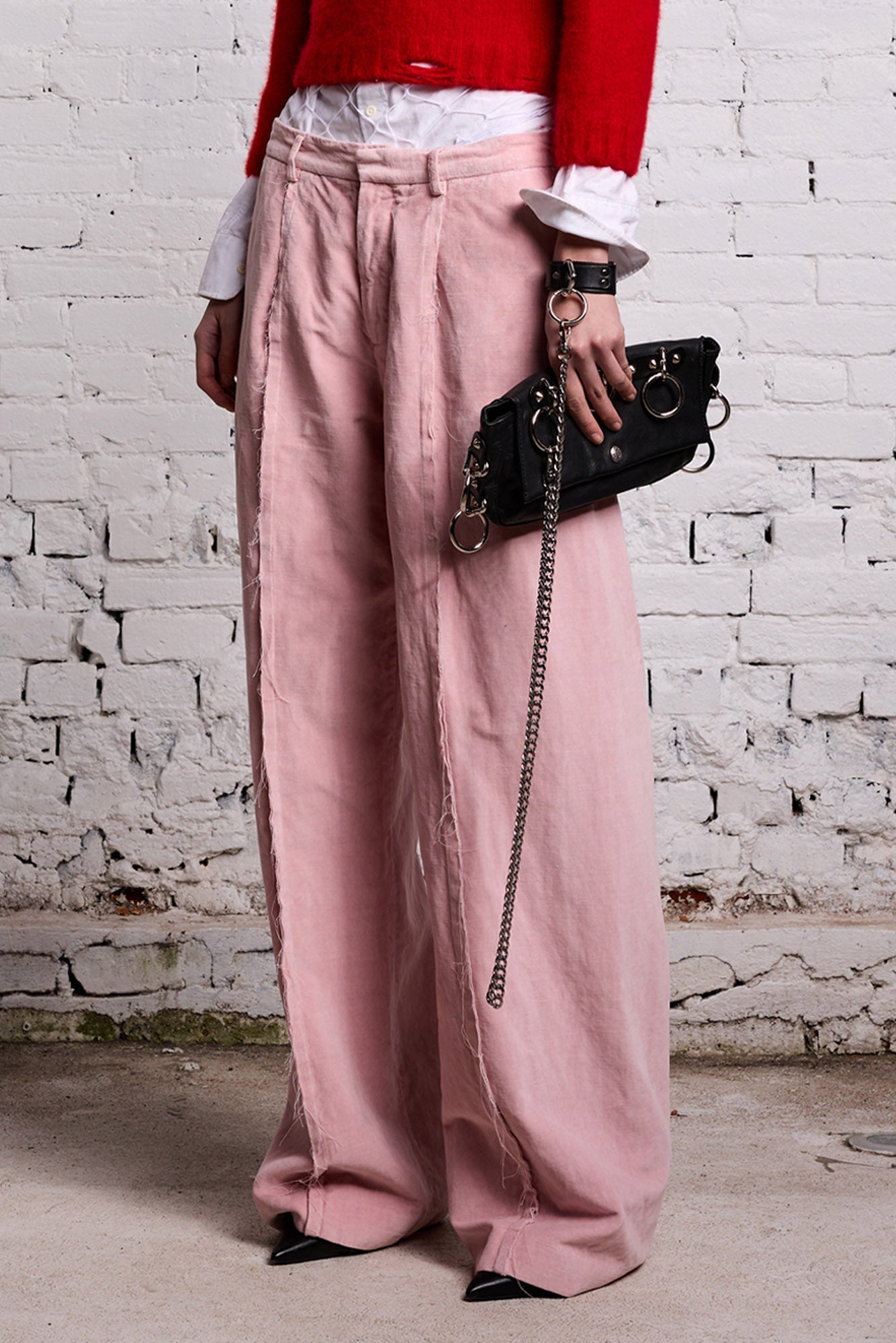 INVERTED TROUSER - PINK VELVET