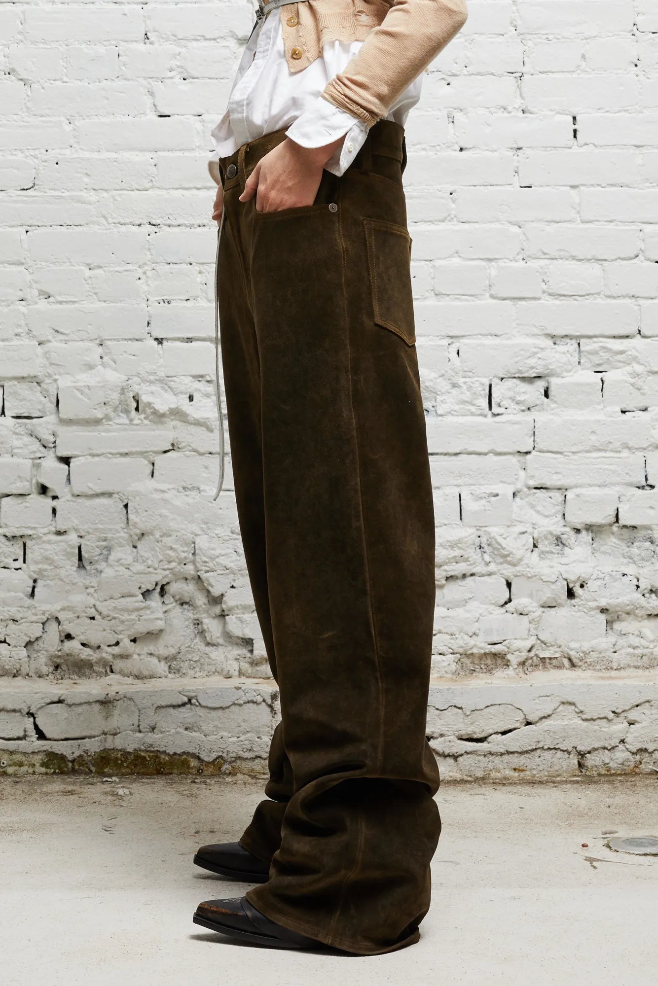 D'ARCY LOOSE LEATHER PANT - BROWN