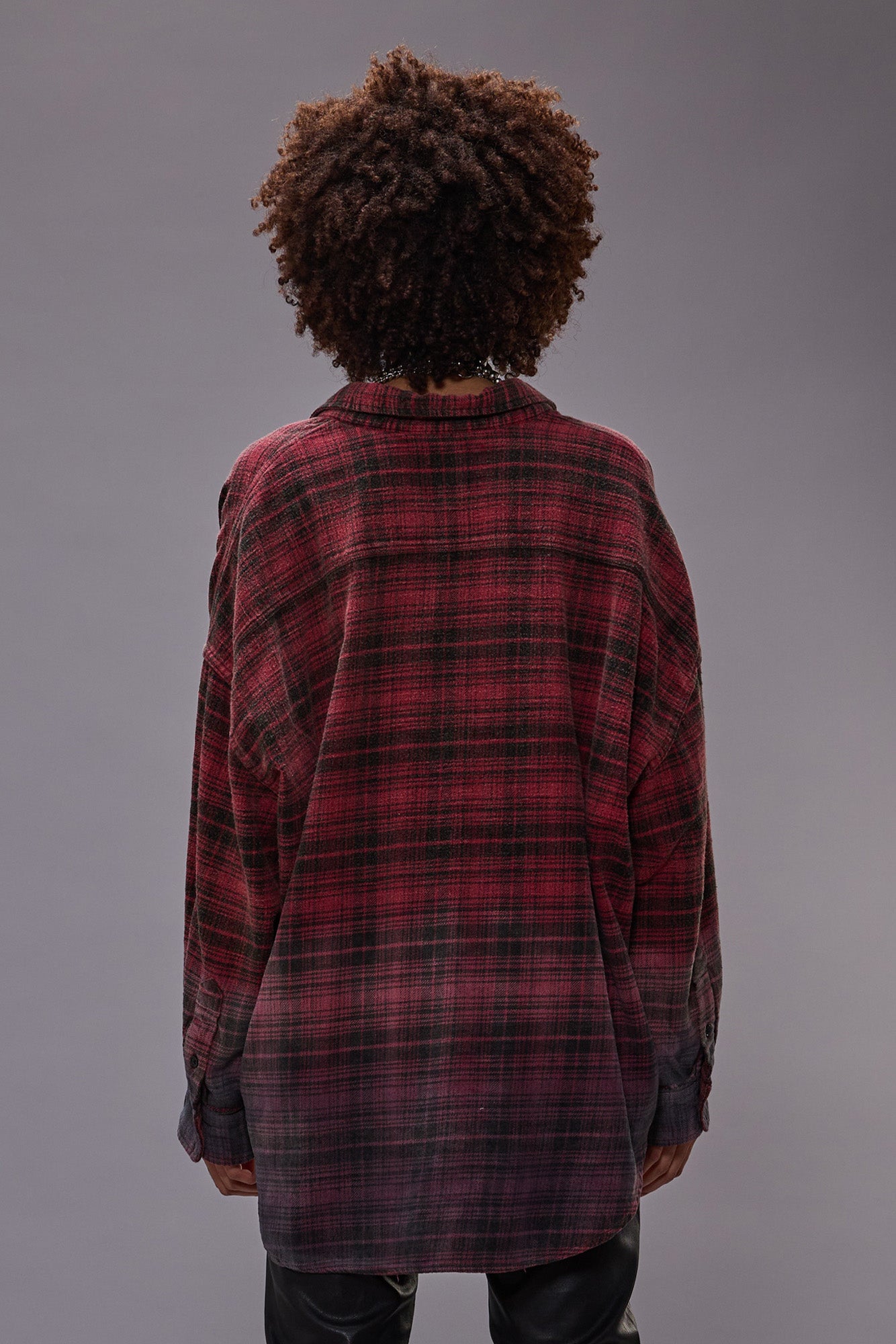 DROP NECK WORKSHIRT - DIP DYE RED PLAID