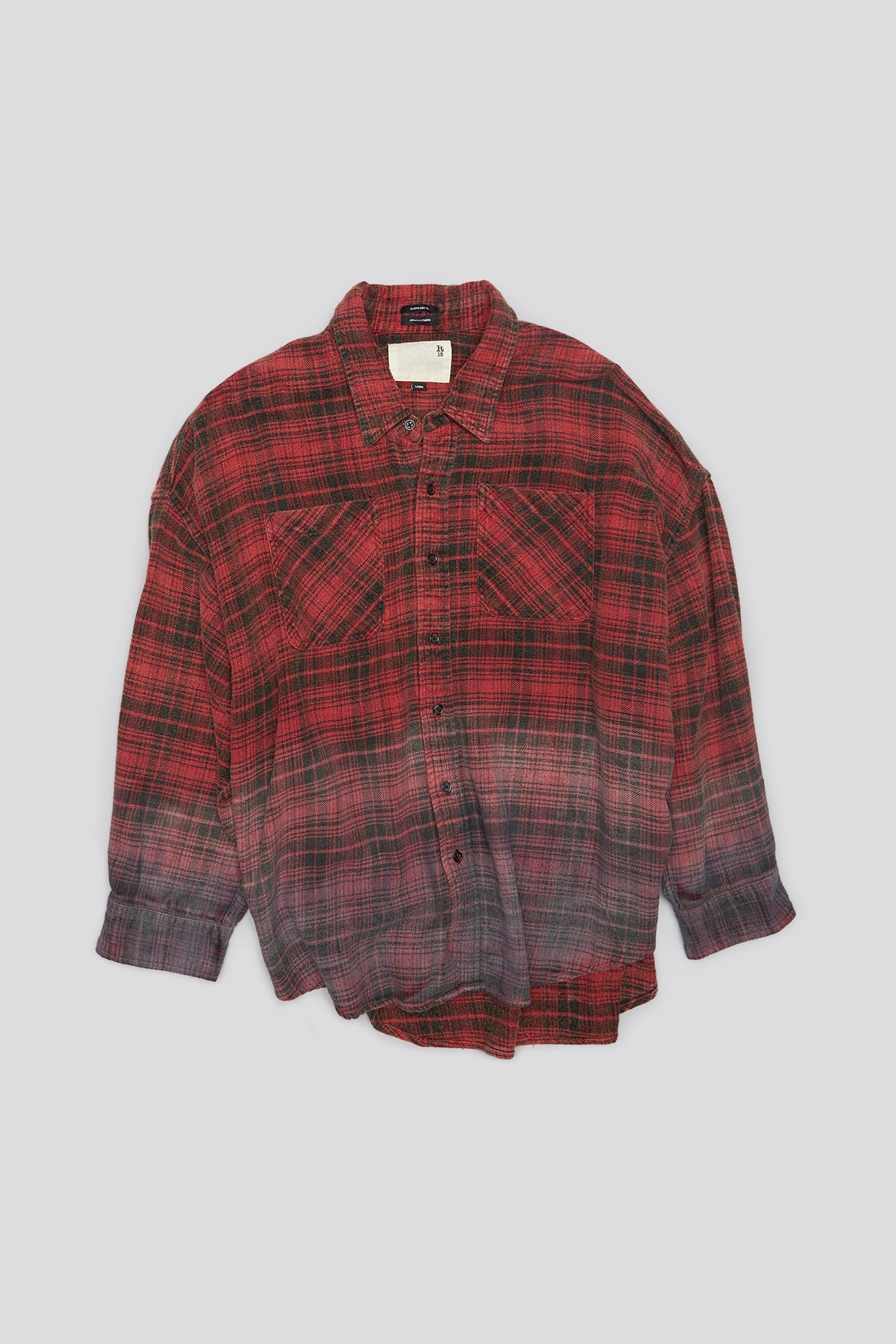 DROP NECK WORKSHIRT - DIP DYE RED PLAID