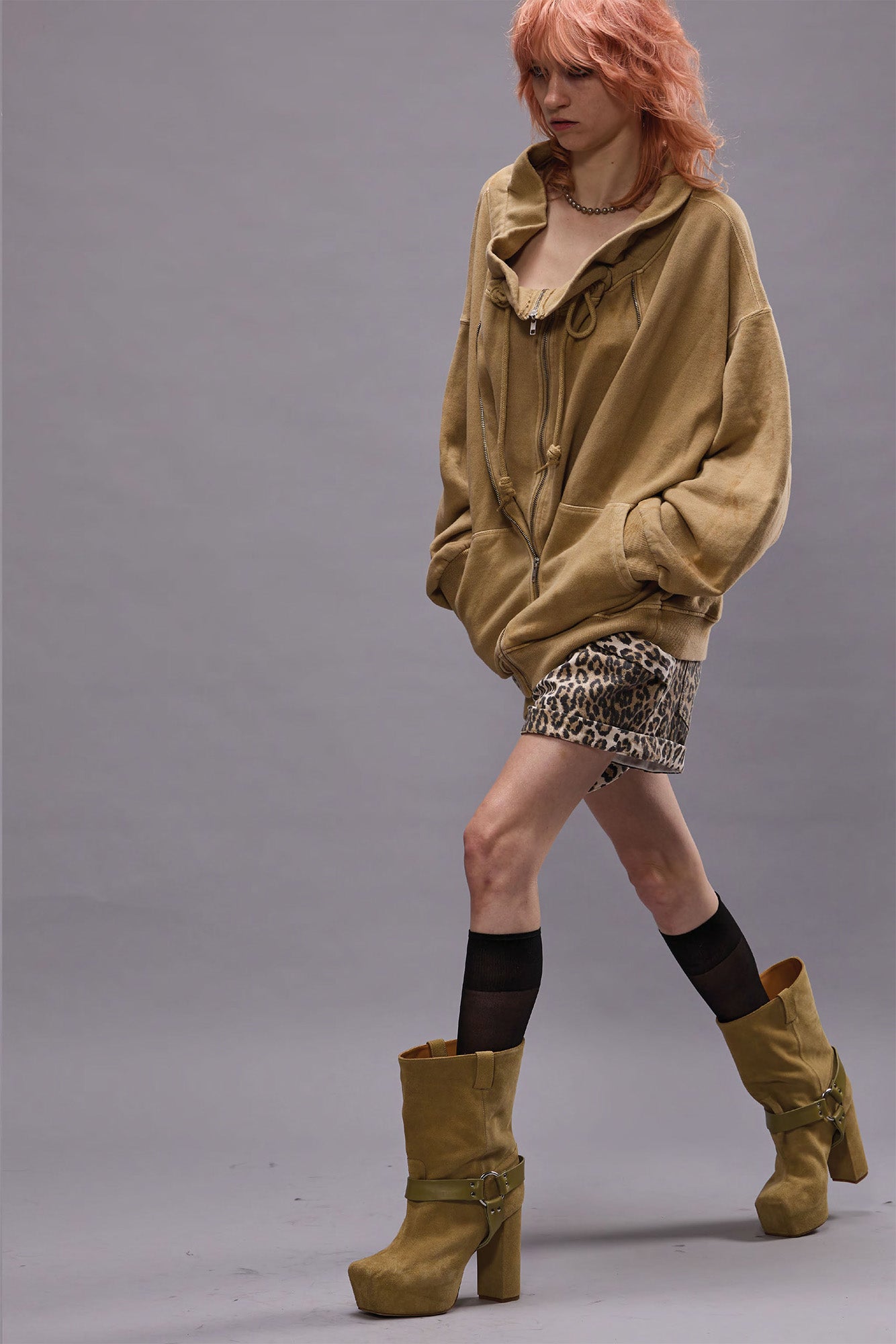 POUCH POCKET SHORTS - ECRU LEOPARD