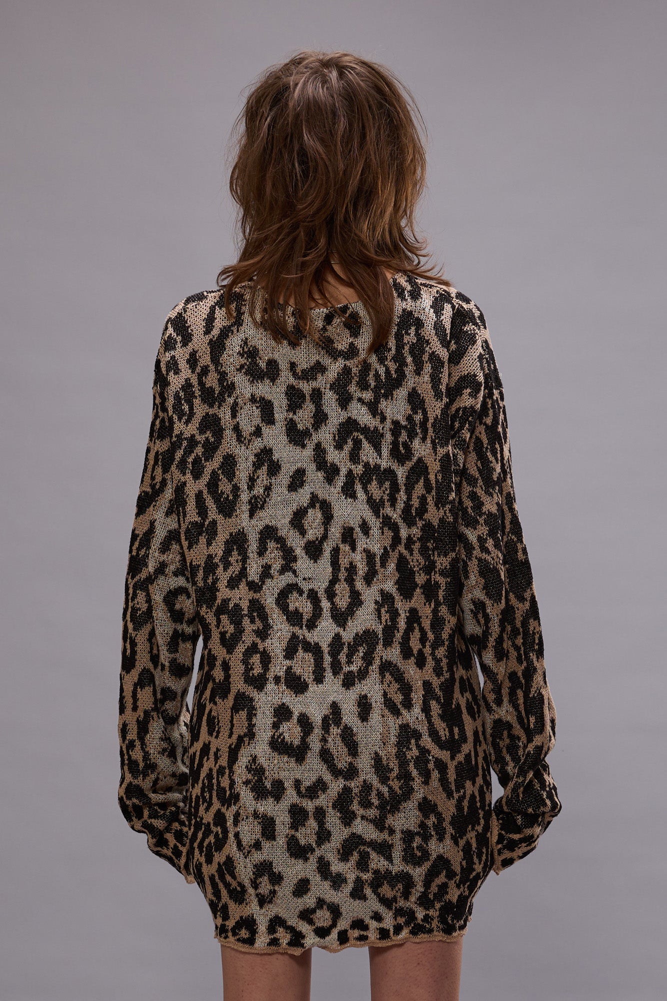 BOYFRIEND CARDIGAN - LIGHT LEOPARD JACQUARD