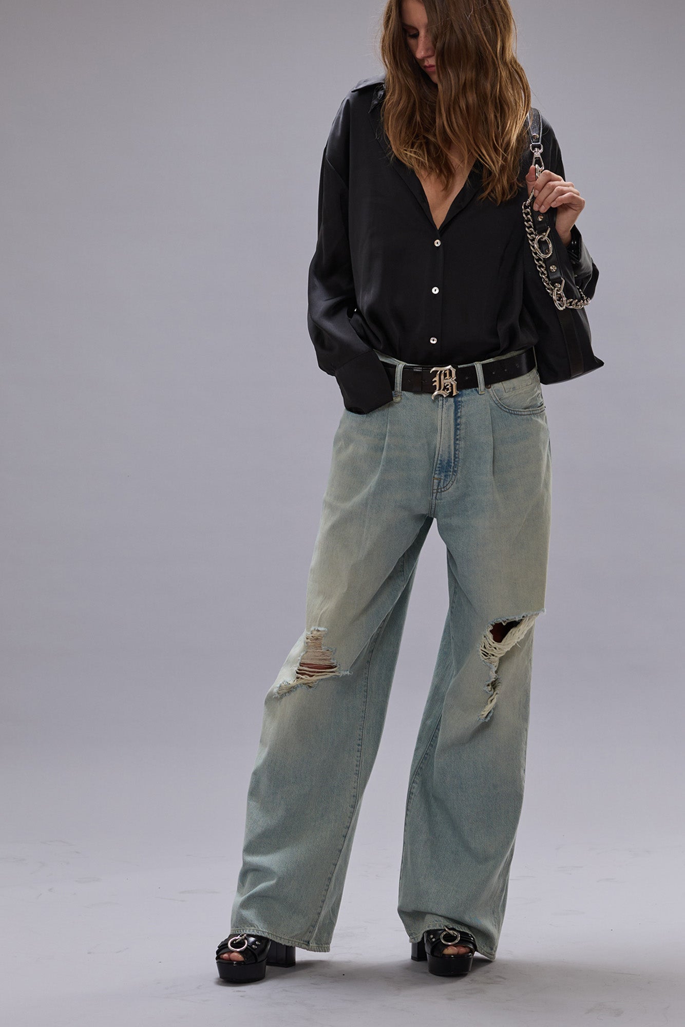 DAMON PLEATED WIDE LEG JEAN - LENNON BLUE