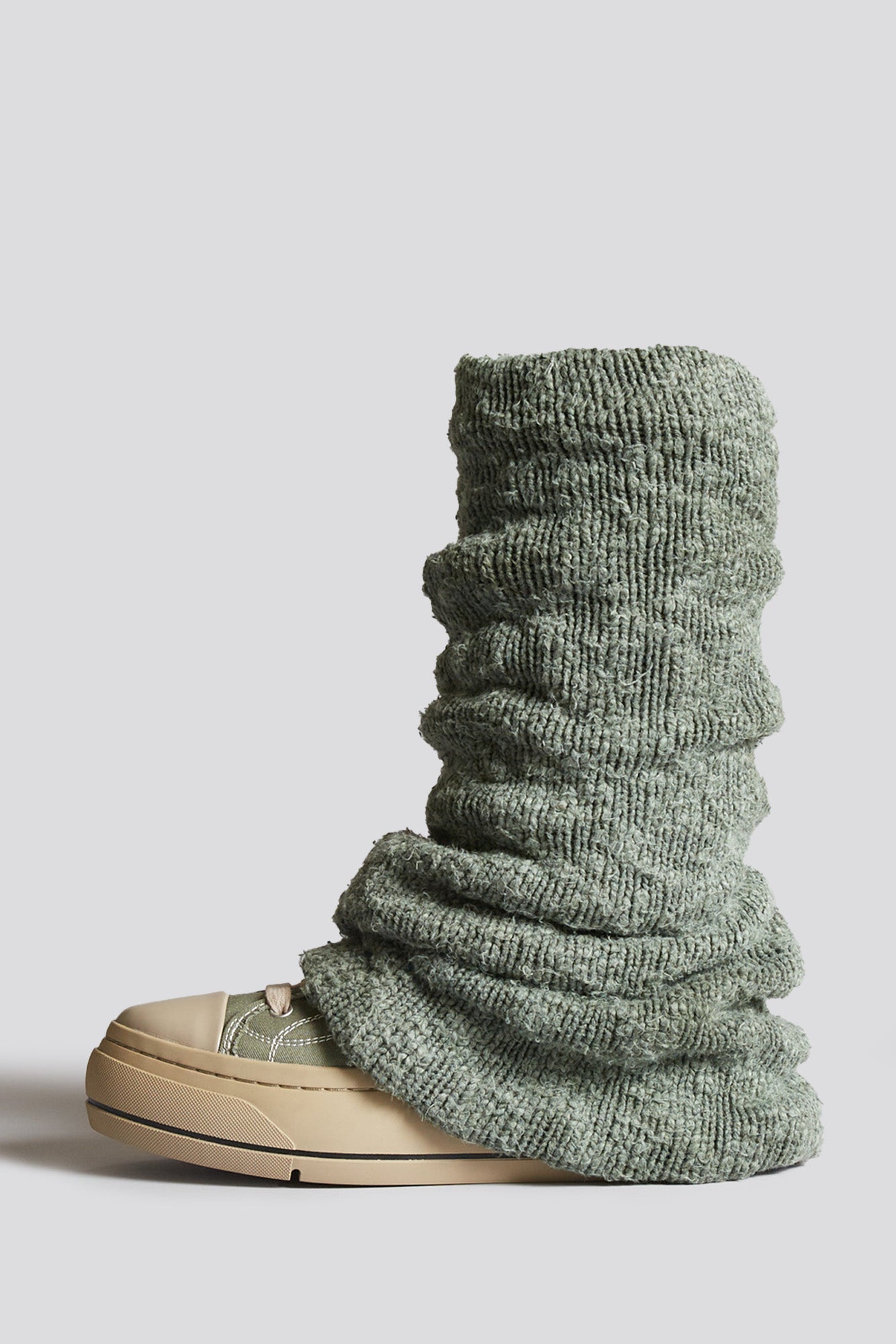 KURT HIGH TOP SNEAKER WITH WARMER - WASHED OLIVE PLAIN KNIT