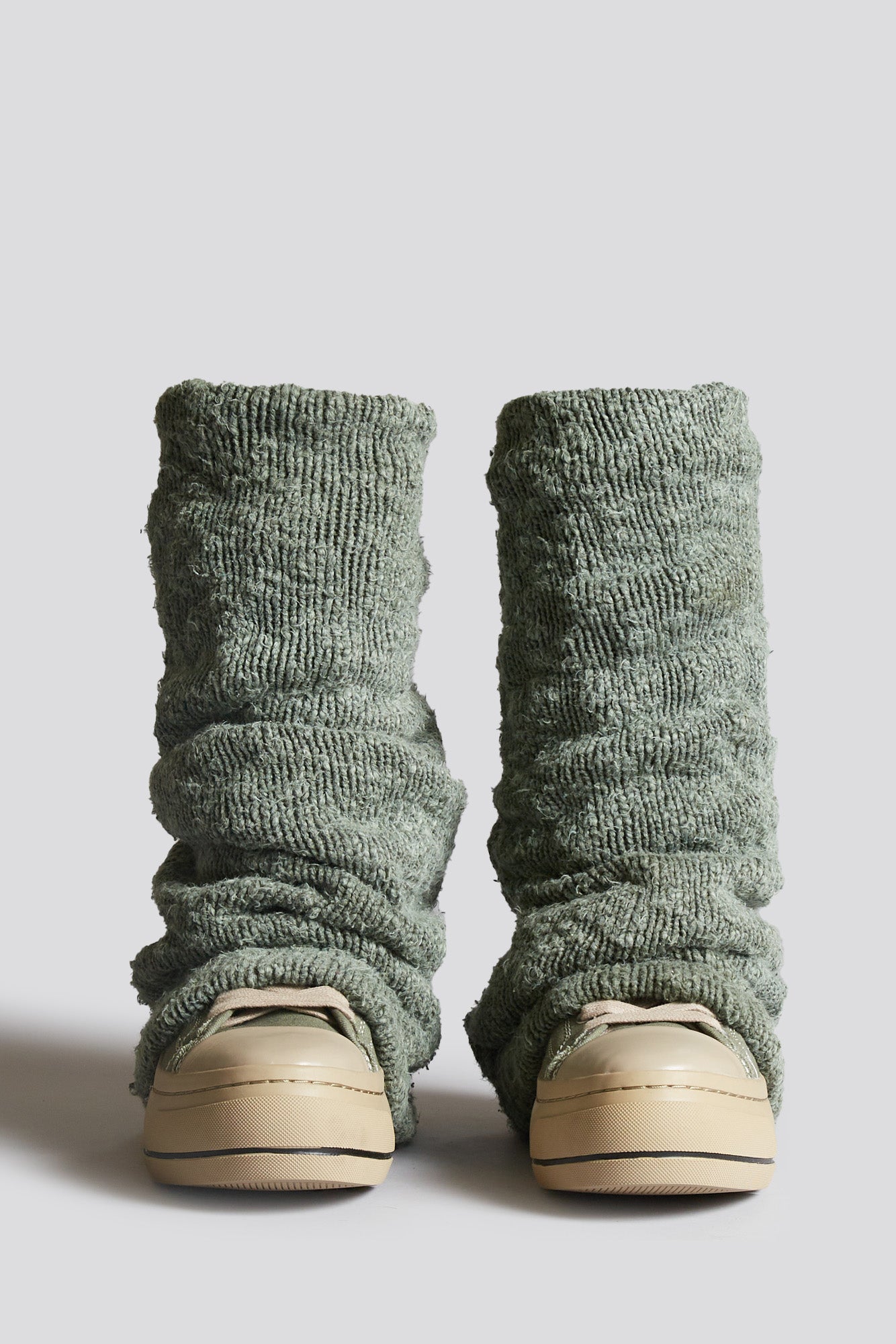 KURT HIGH TOP SNEAKER WITH WARMER - WASHED OLIVE PLAIN KNIT