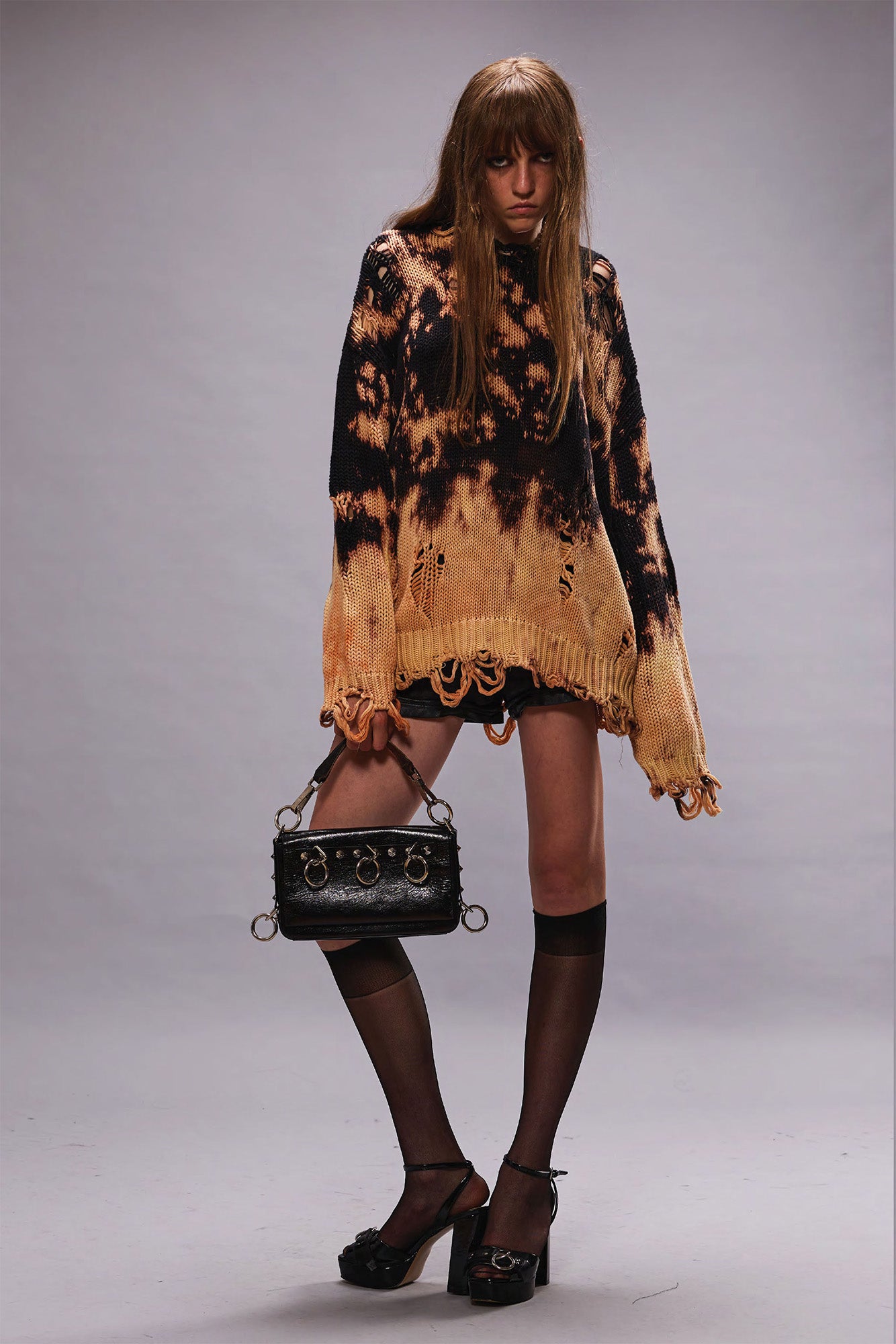 BLEACHED OVERSIZED SWEATER - BLEACHED BLACK