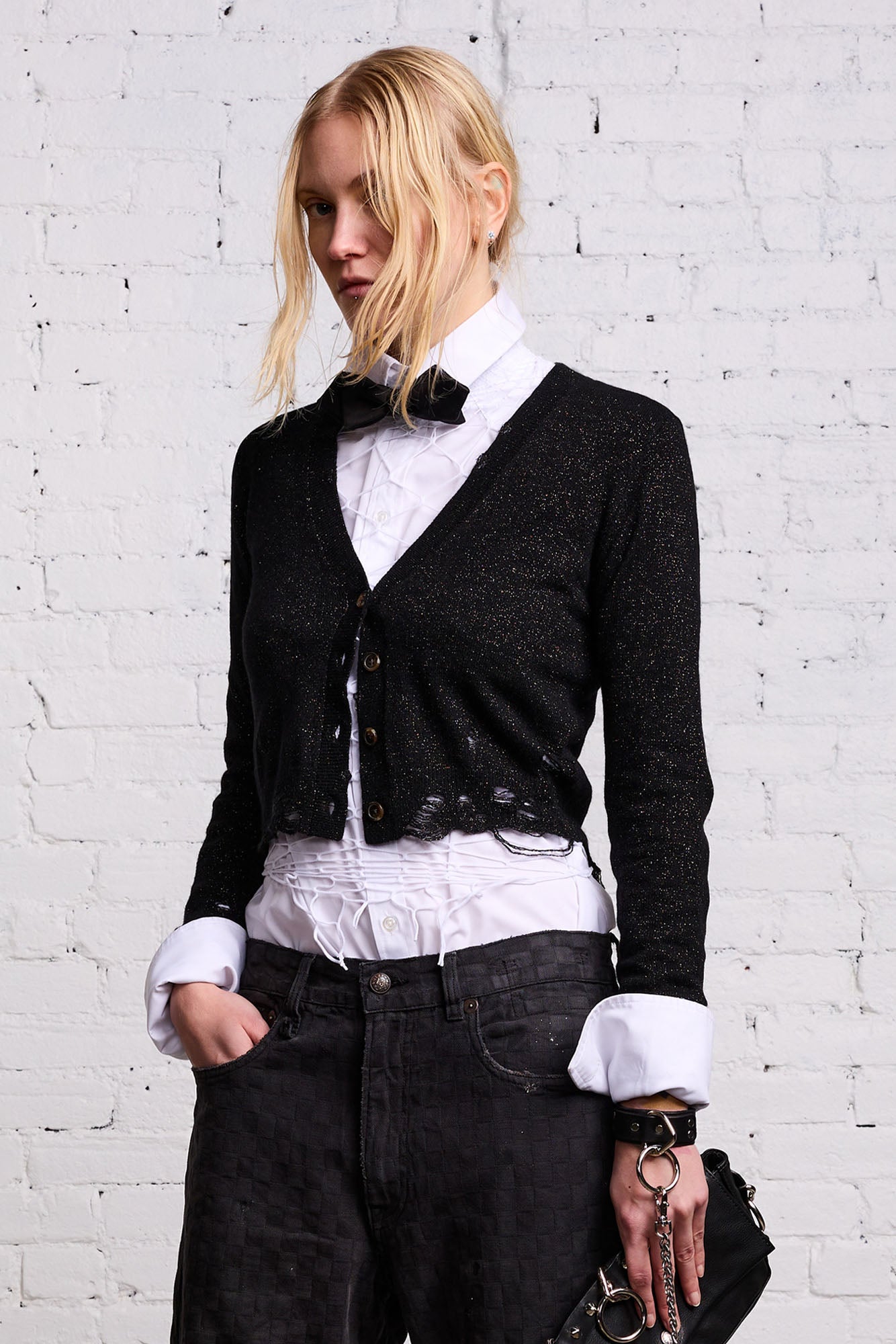 BABY CARDIGAN - BLACK GLITTER