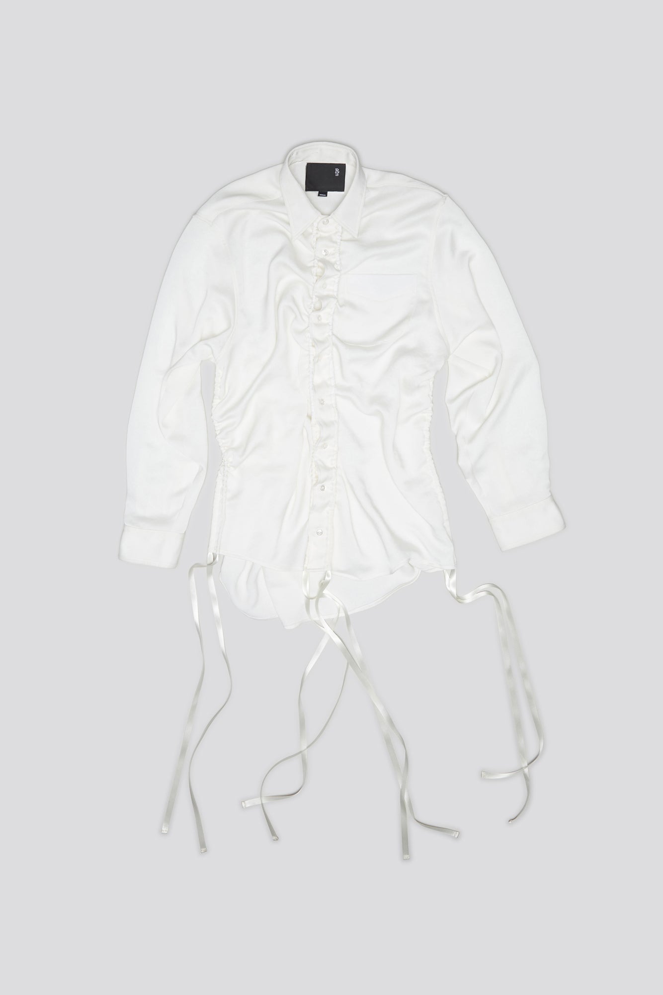 SHIRRED BOYFRIEND SHIRT - WHITE