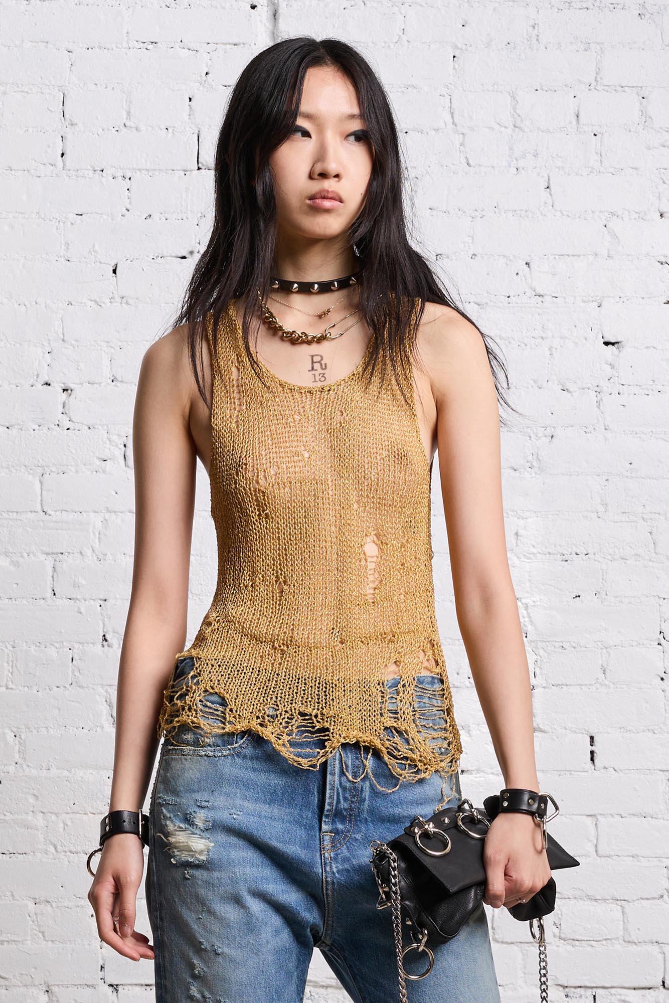 THREADBARE TANK TOP - GOLD