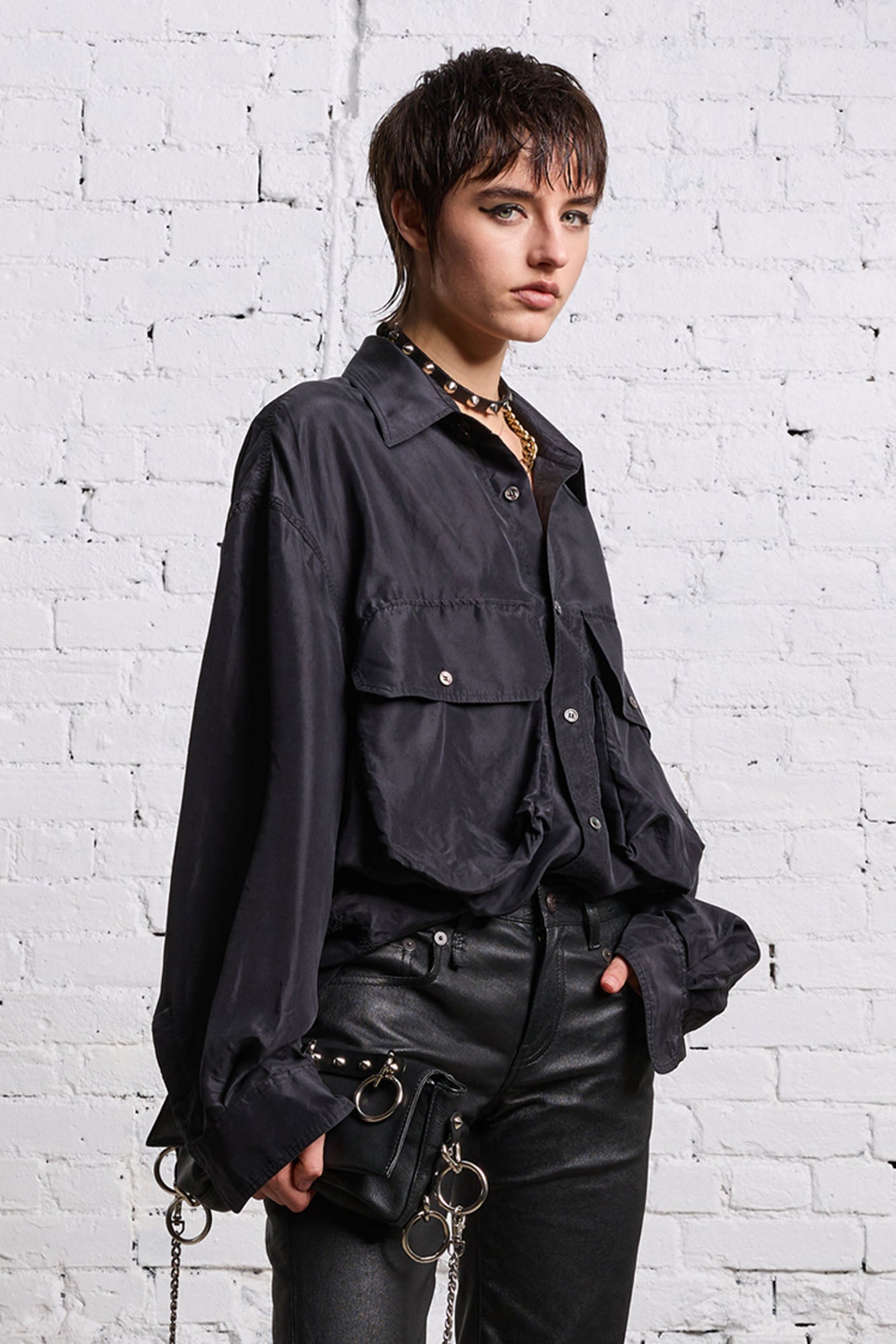 OVERSIZED POCKET SHIRT - BLACK OVERDYE