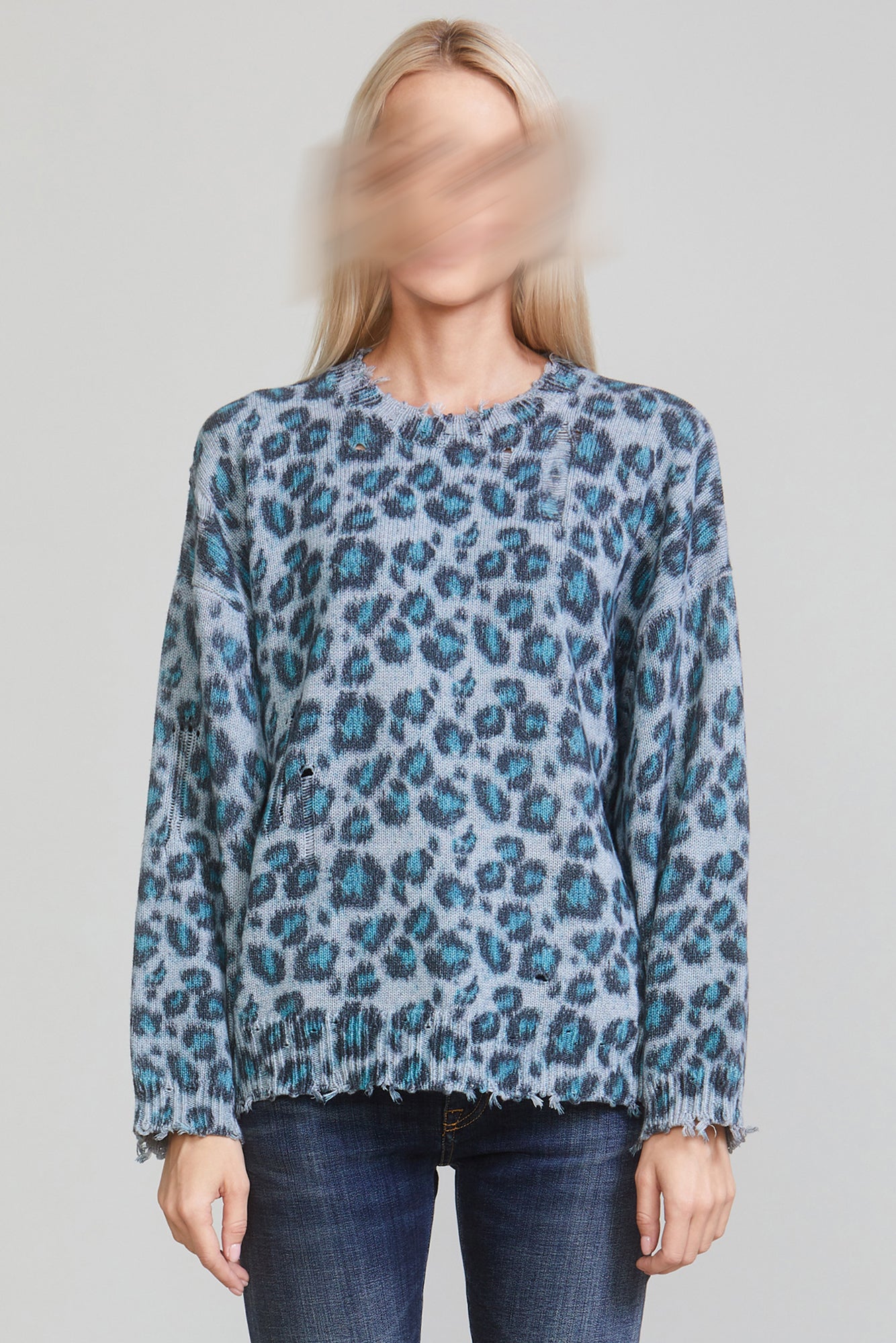 OVERSIZED SWEATER - BLUE LEOPARD