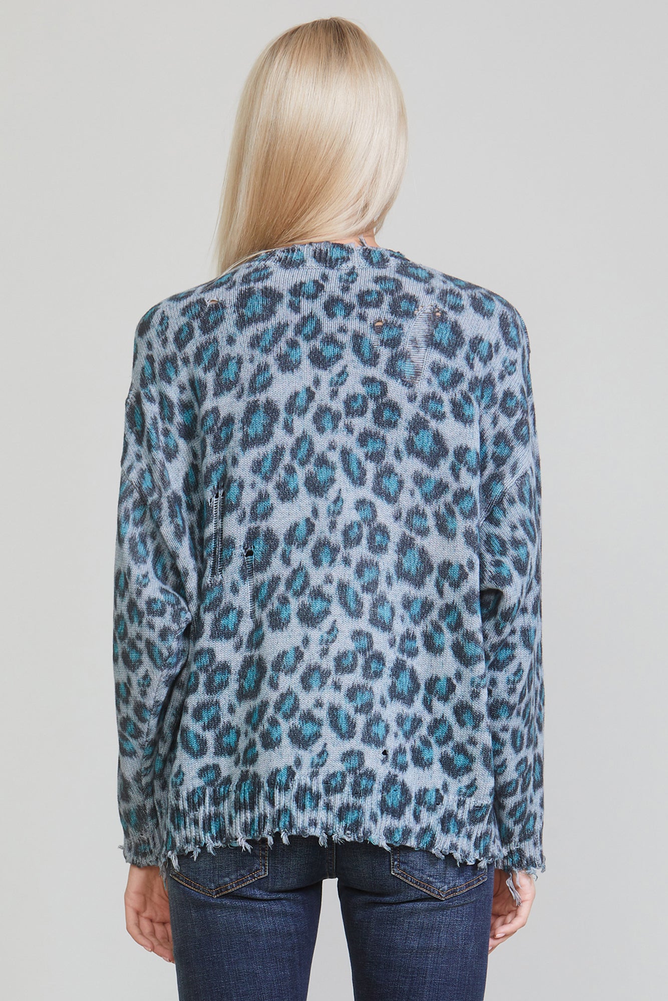 OVERSIZED SWEATER - BLUE LEOPARD