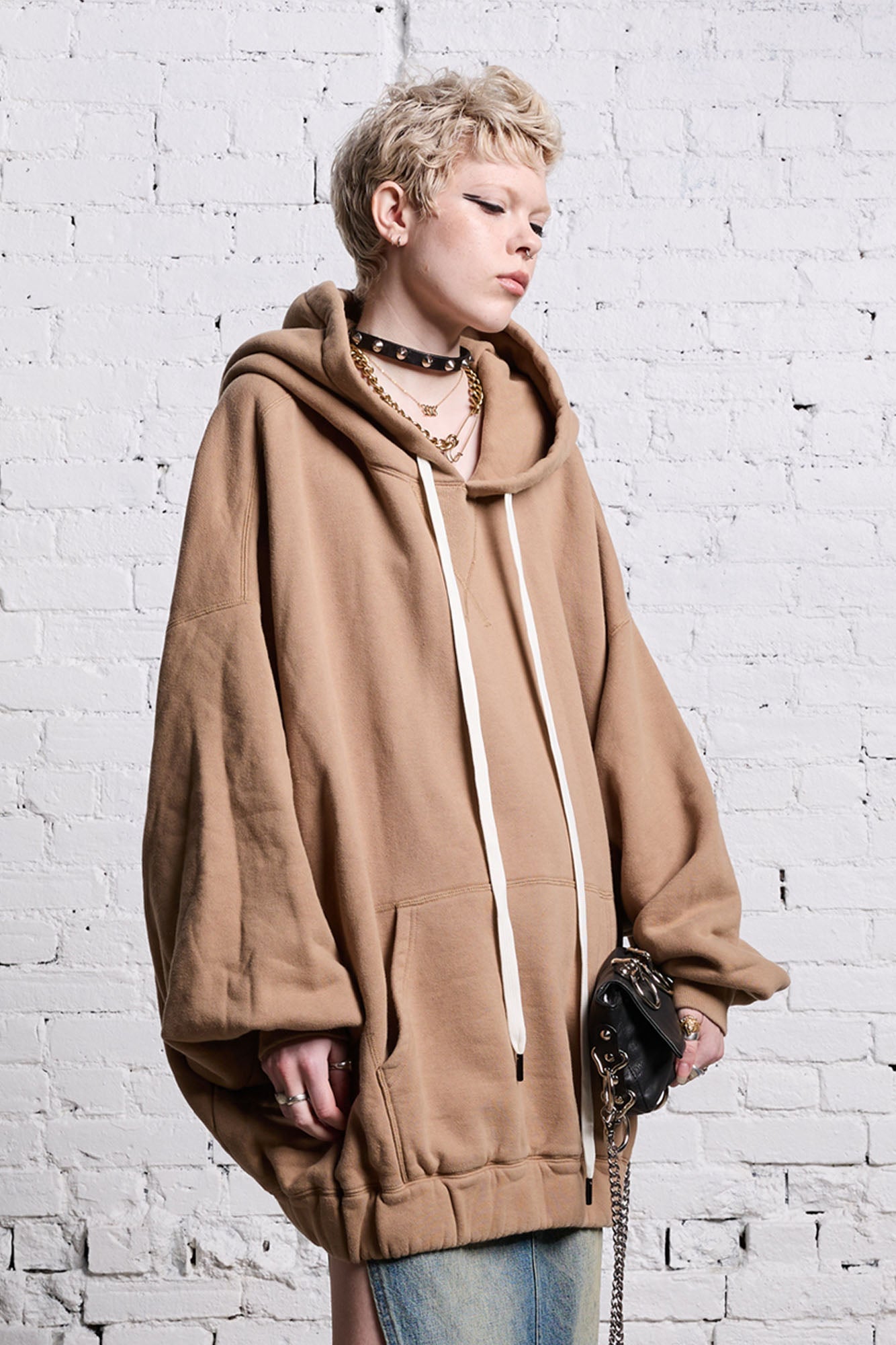 JUMBO PULLOVER HOODIE - KHAKI