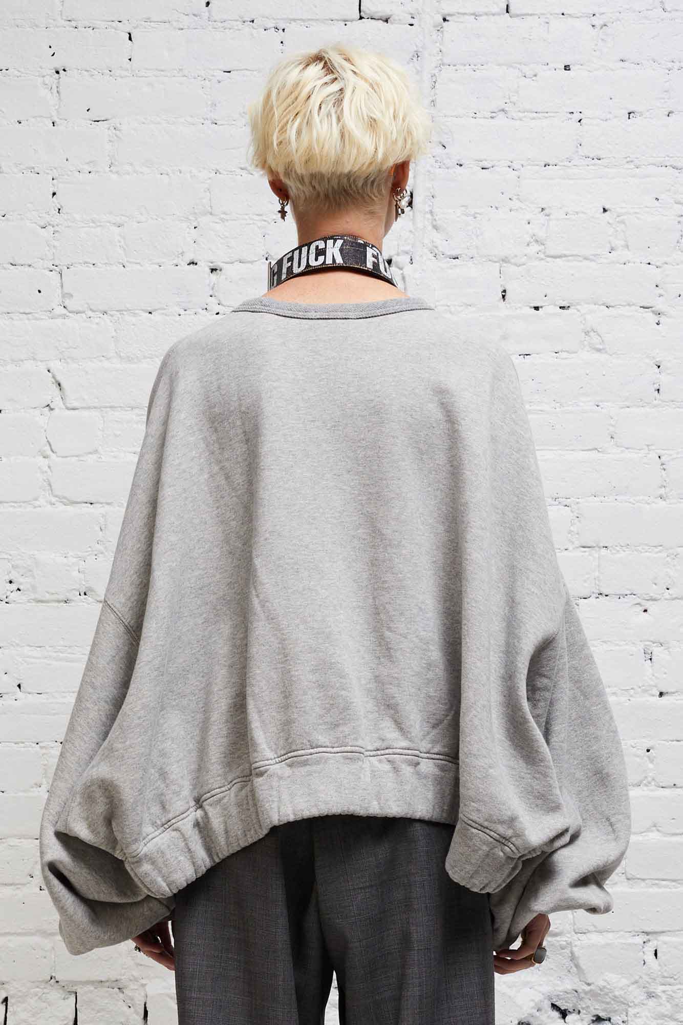 JUMBO CROPPED CREWNECK - HEATHER GREY