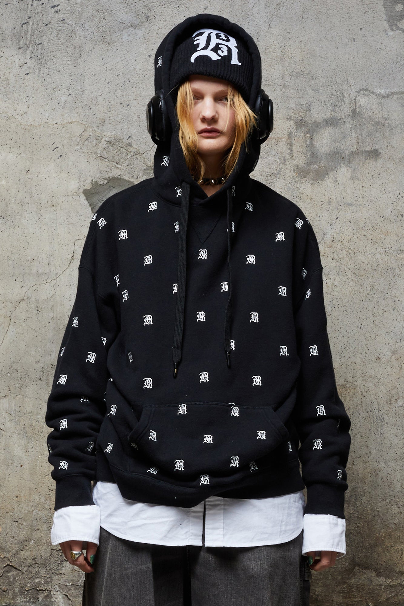 R13 ALLOVER HOODIE - BLACK