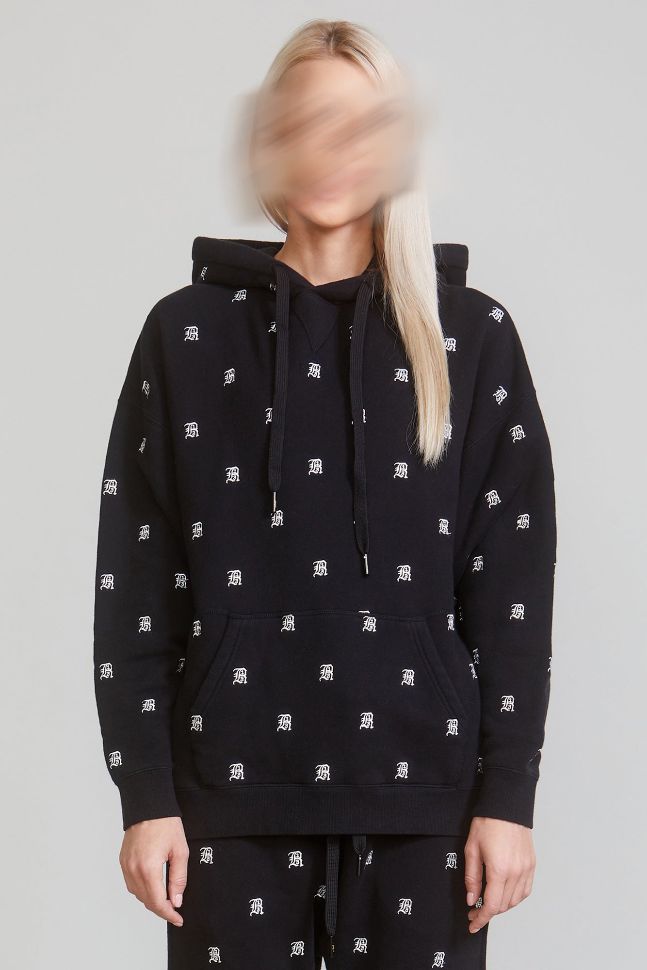 R13 ALLOVER HOODIE - BLACK